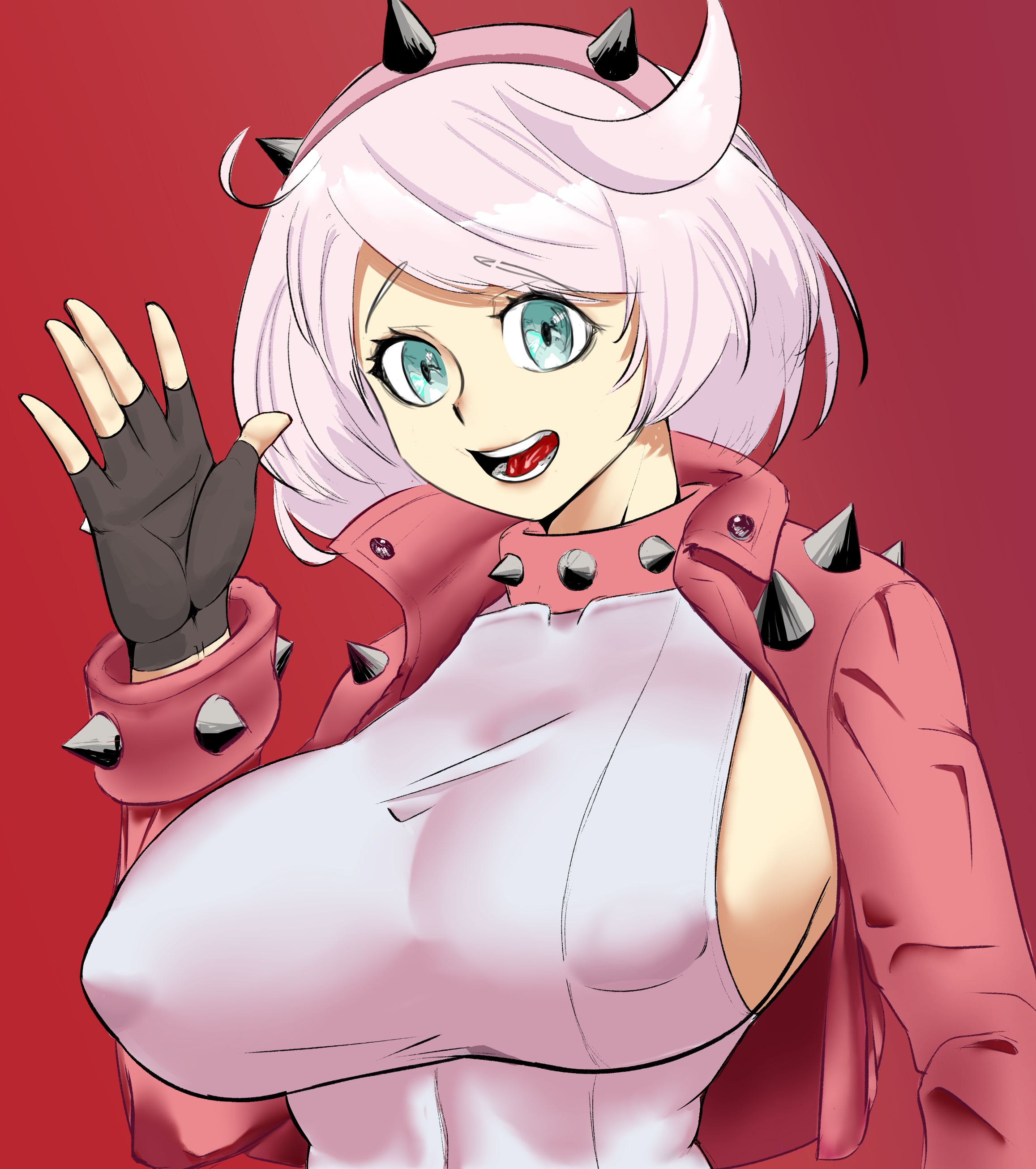 elphelt valentine, guilty gear, guilty gear strive, 1girls, big breasts, breasts, duffmox, female, female only, nipples visible through clothing, smile, 