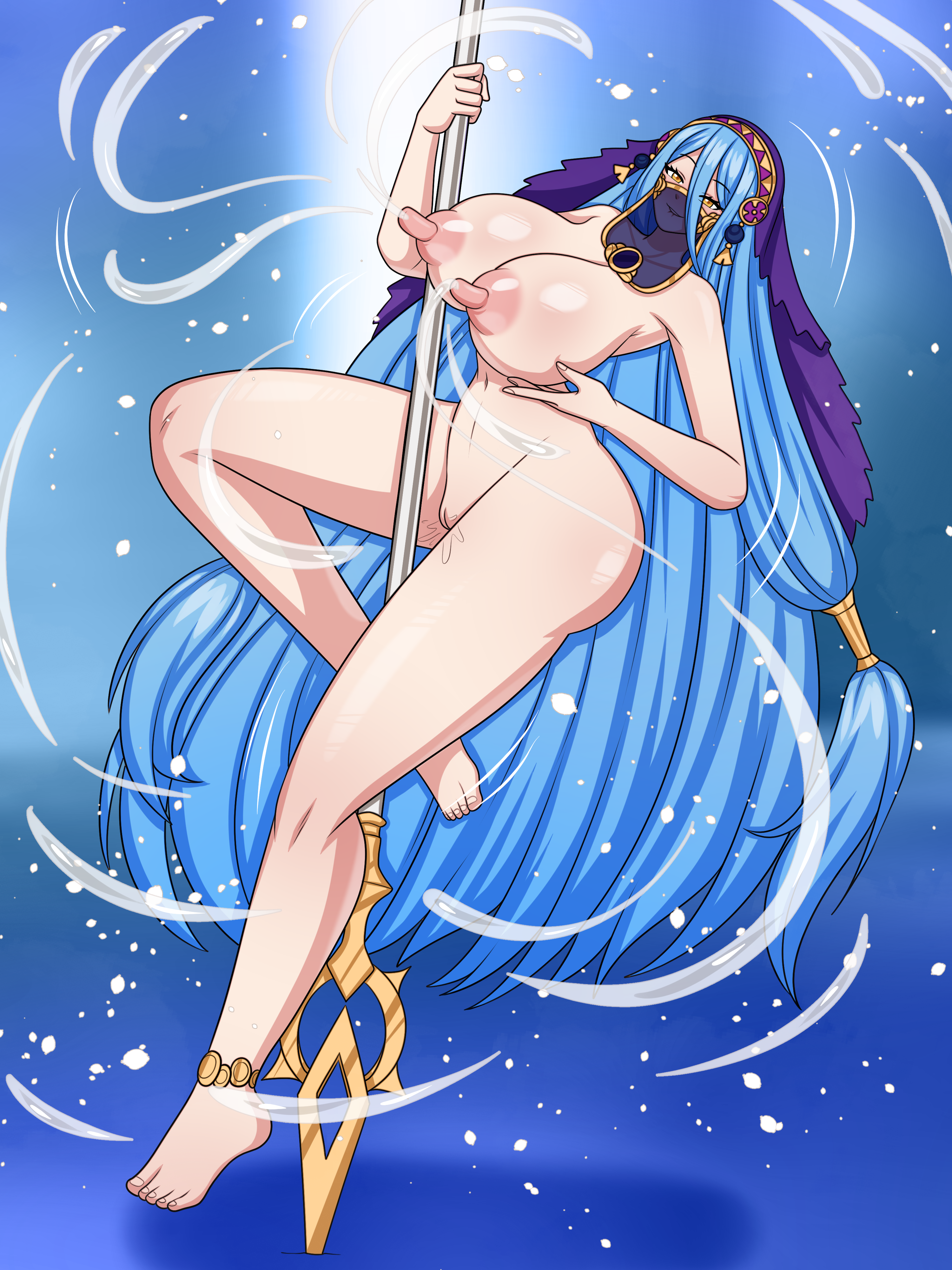 1girls areola areolae azura_(fire_emblem) barefoot big_nipples blue_hair breasts commission dancer dancer_outfit dancing erect_nipples female female_only fire_emblem fire_emblem_fates fire_emblem_heroes gold_eyes highres huge_breasts lactating lactation lactation_without_expressing large_breasts long_hair long_nipples looking_at_viewer loutaniart magic milk milk_stream milkbending mouth_veil mysterious_dancer nintendo nipples nude nude_female pendant perky_breasts perky_nipples pink_nipples pole pole_dancer pole_dancing princess prostitute puffy_nipples pussy pussy_juice seductive shaved_pussy snowflake snowflakes solo solo_female story_at_source thick_thighs veil very_long_hair wide_hips yellow_eyes
