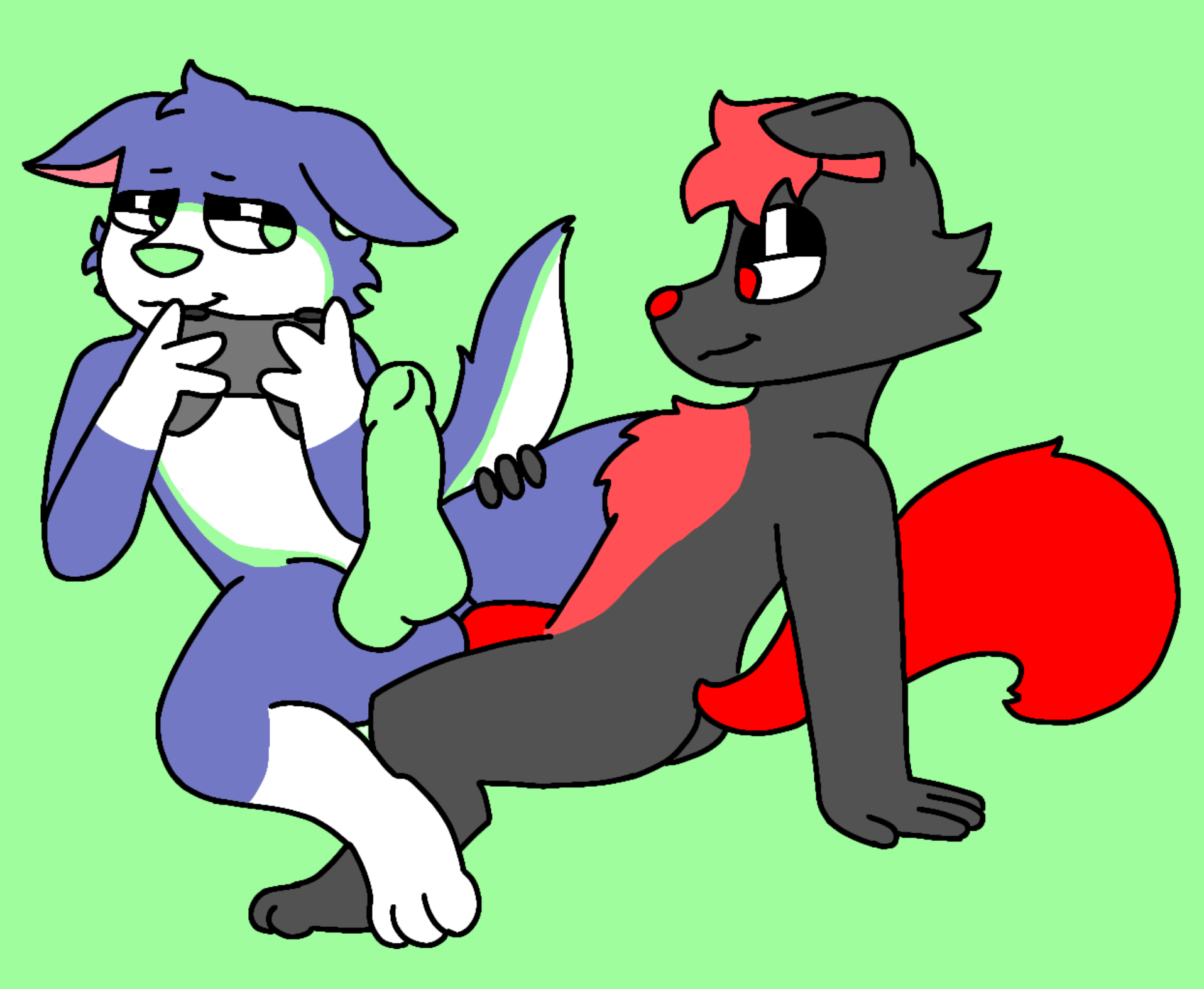 hi res, anal, anal sex, anthro, ass, dakota wusky, duo, gaming while penetrated, male, male/male, nesi wusky, penetration, wuskies, 