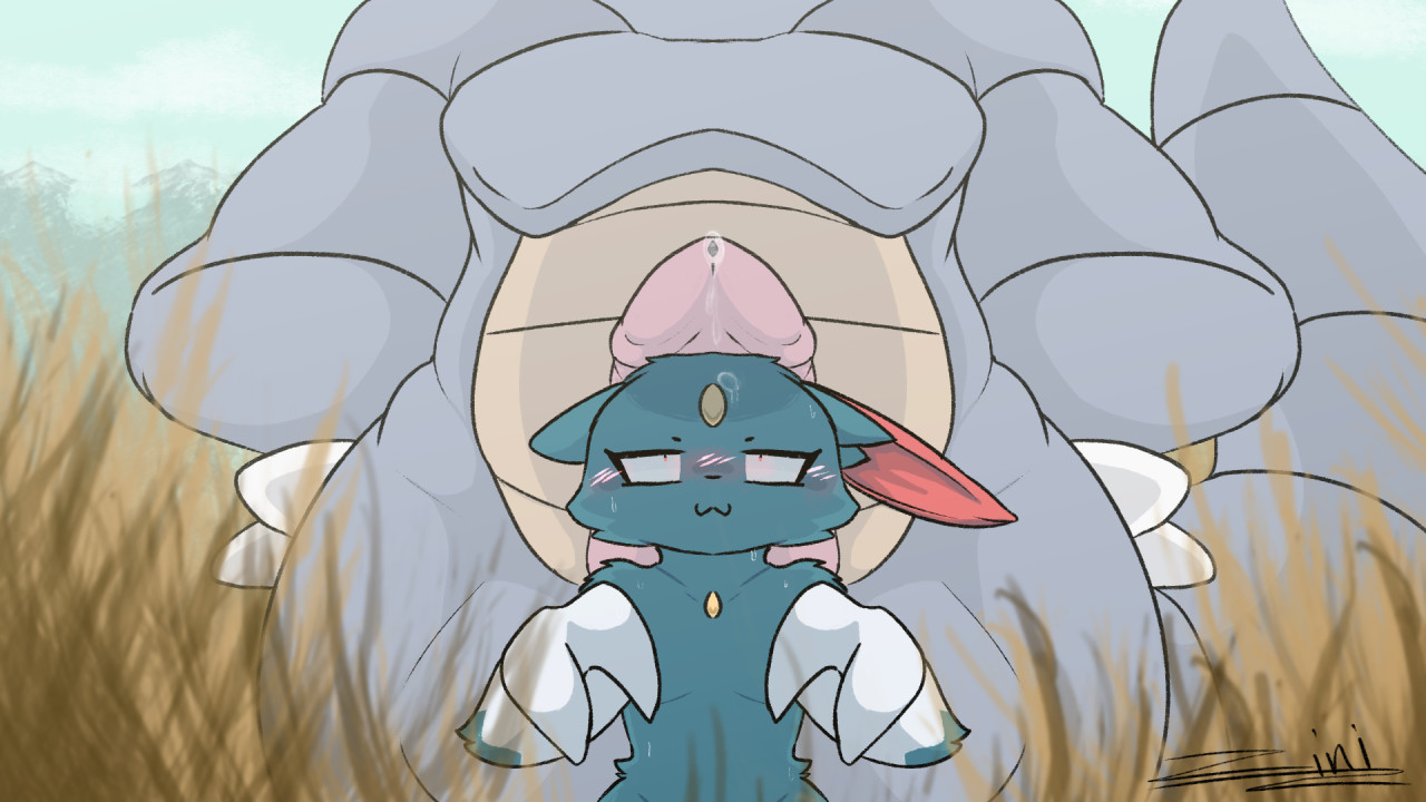 16:9 anthro anthro_male anthro_only big_penis blush bodily_fluids ddzi_(zini) dripping duo female field field_background furry furry_male furry_only generation_1_pokemon generation_2_pokemon genital_fluids genitals grass larger_male male male/female male_pokemon mammal mustelid nintendo penis penis_on_head plant pokemon pokemon_(species) precum precum_drip rhinoceros rhydon size_difference sneasel widescreen