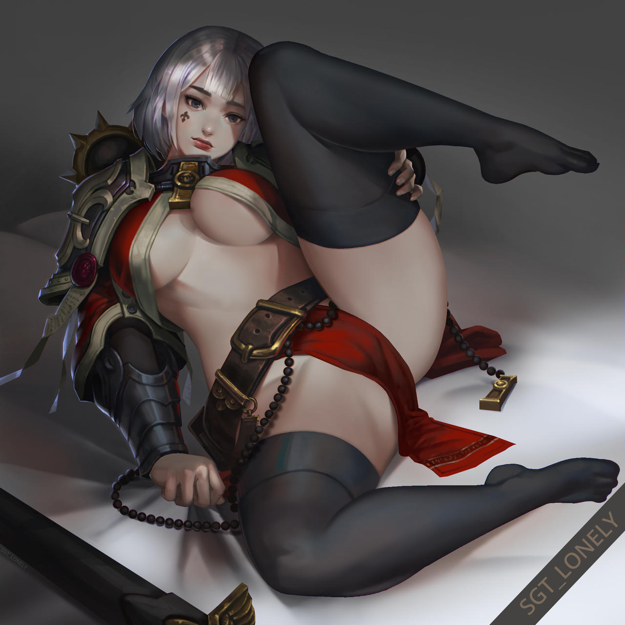 sister of battle, warhammer 40k, cameltoe, inner sideboob, large breasts, s...