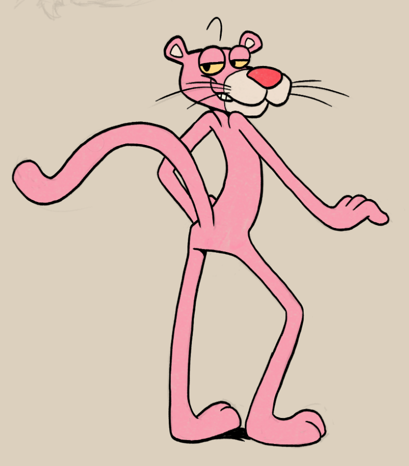 pink panther, completely nude, completely nude male, eyebrow raise, feature...