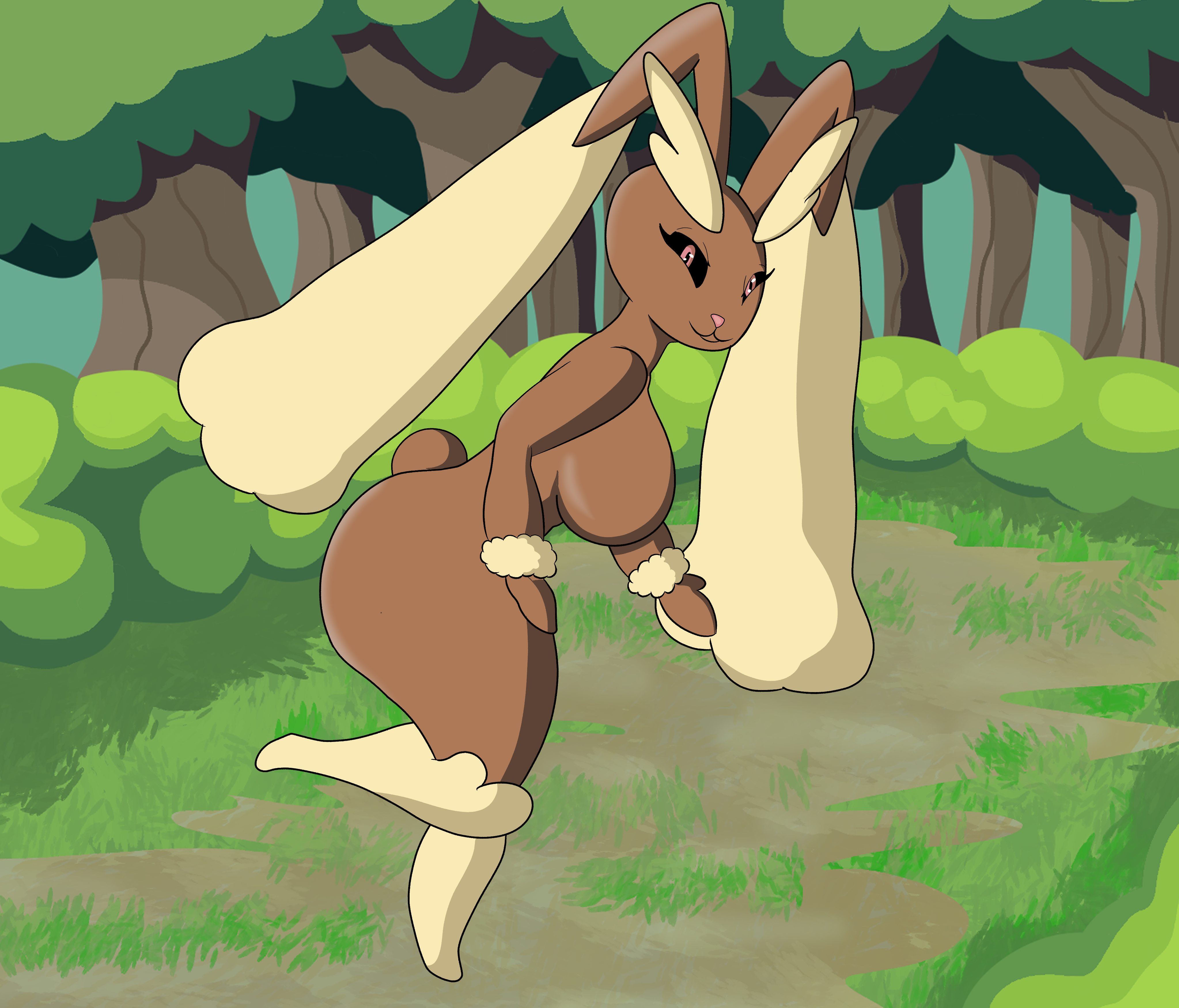lopunny, big ass, big breasts, huge ass, huge breasts, looking at viewer, pokemon, thick thighs, wide hips, 