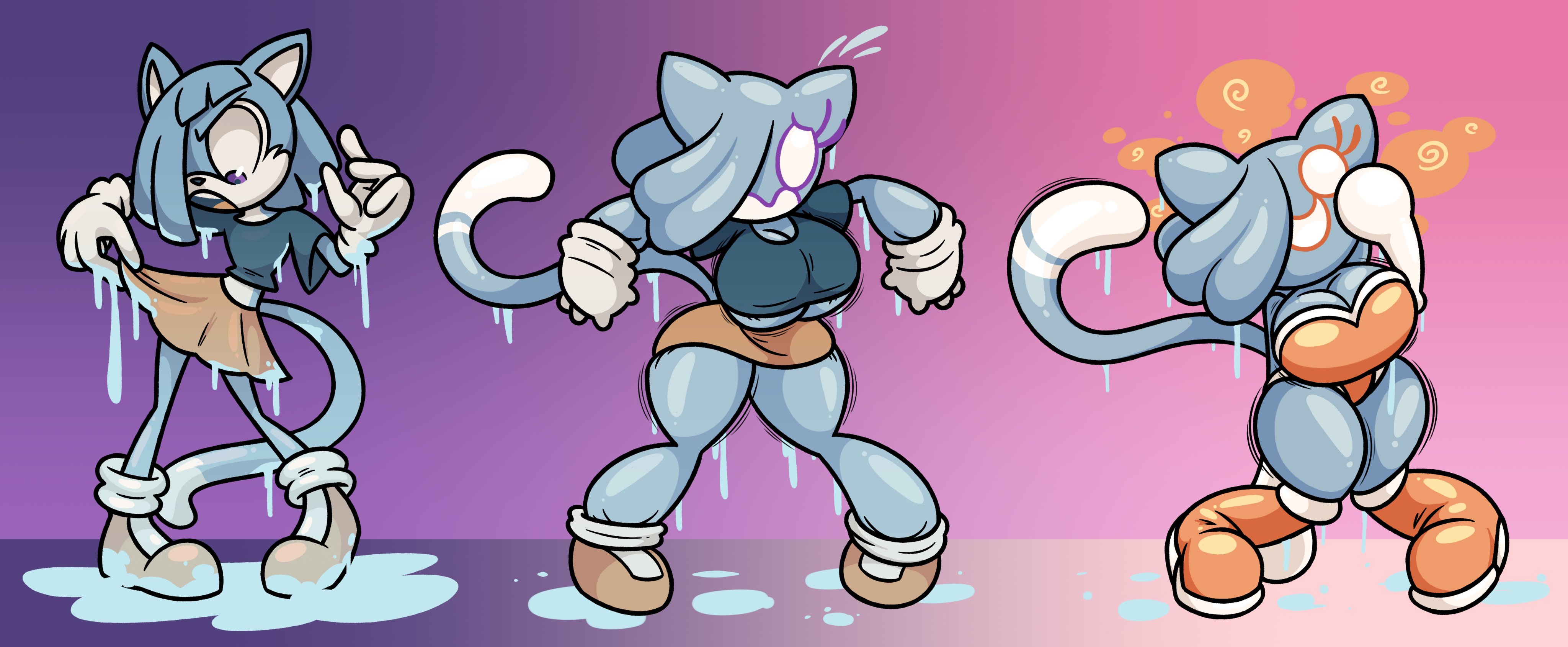sonic (series), sonic the hedgehog (series), ass expansion, breast expansion, breasts, frost-lock, gender transformation, male to female, mtf transformation, slime, smile, sonic oc, transformation, transformation sequence, 