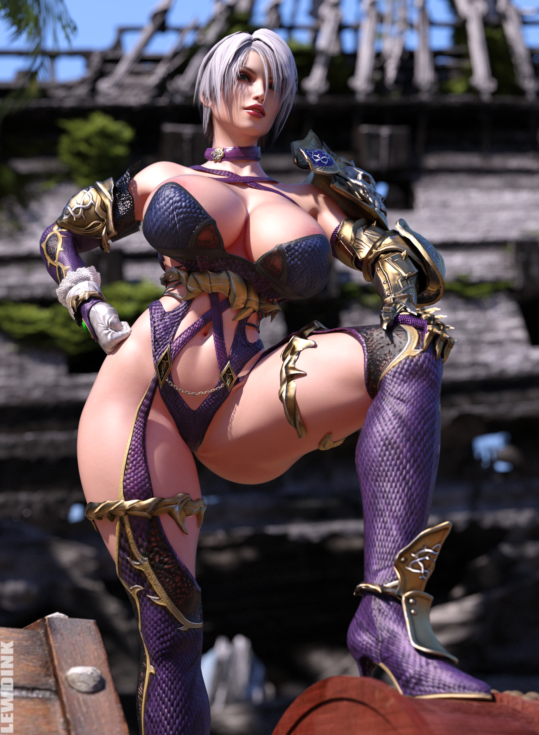 ryuu ga gotoku, taimanin (series), taimanin asagi, taimanin asagi battle arena, 3d, highres, pose, 1girls, abs, barcode, barcode tattoo, belt, big ass, big breasts, big buttblack hair, body markings, breasts, brown eyes, brown hair, cleavage, collar, female, female only, fight, fighter, formal, gloves, grenade, heart tattoo, holster, huge ass, huge breasts, huge butt, japanese clothes, kanji, knife, large ass, large breasts, latex, lewdink, light skin, looking at another, looking away, markings, muscle slut, muscles, nail polish, nails, navel, nude, open clothes, outdoors, outside, posing, pubic tattoo, public, public exposure, public humiliation, public nudity, pussy, ready to fight, revealing clothes, saeko mukouda, short hair, skimpy, skimpy clothes, slave tattoo, solo, straps, street, suit, taimanin suit, tattoo, tattoo on belly, tattoo on chest, tattoos, toned, toned body, toned female, toned stomach, uniform, walk, walking, yakuza (character), yakuza (series), zipper, zipper down, zipper panties, 