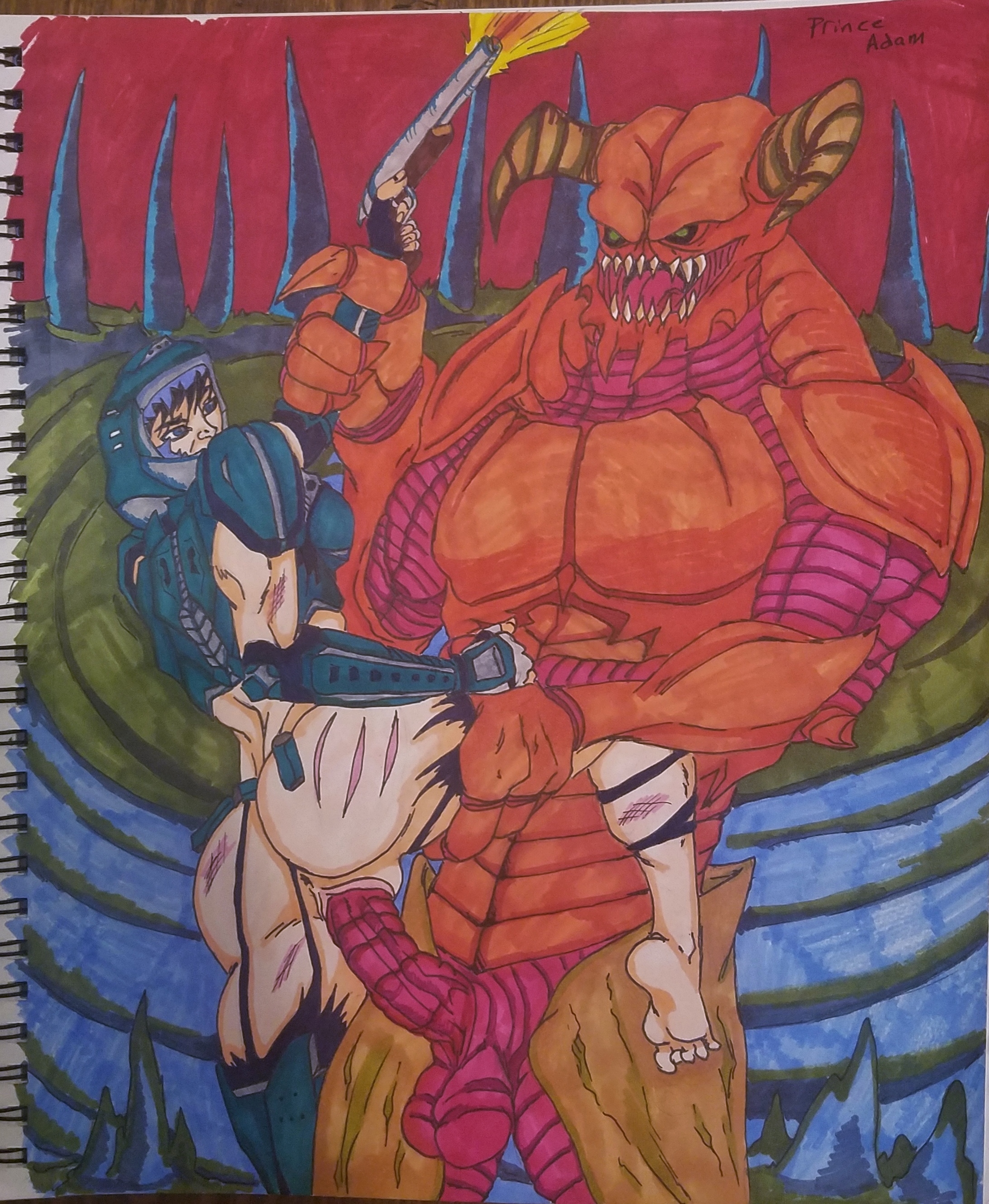 princeadam, baron of hell, doomgal, doom, rule 63, sketch, traditional medi...