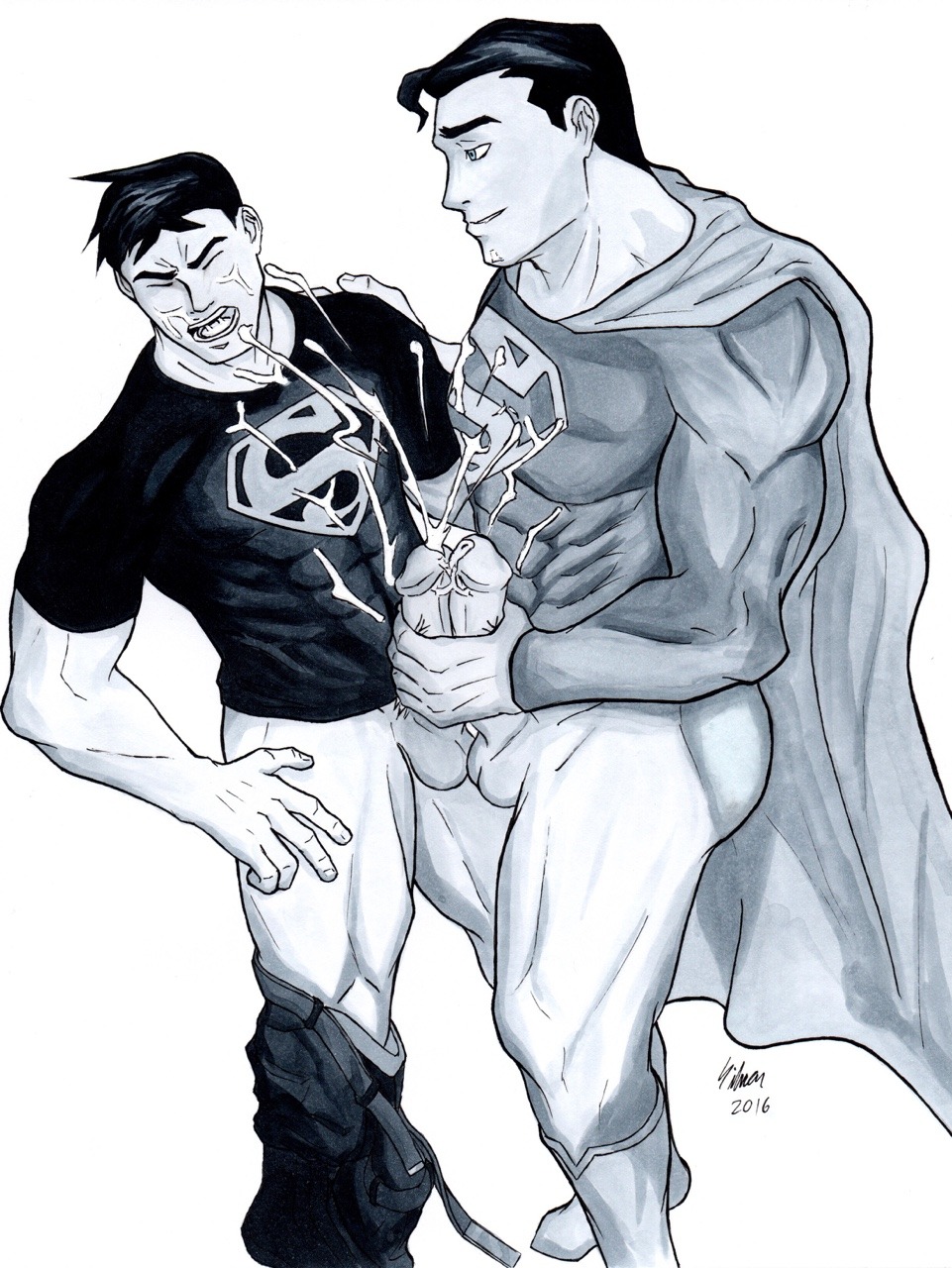 <b>clark</b> <b>kent</b>, conner <b>kent</b>, superboy, superman, dc, 2boys, abs, ass, biceps, c...