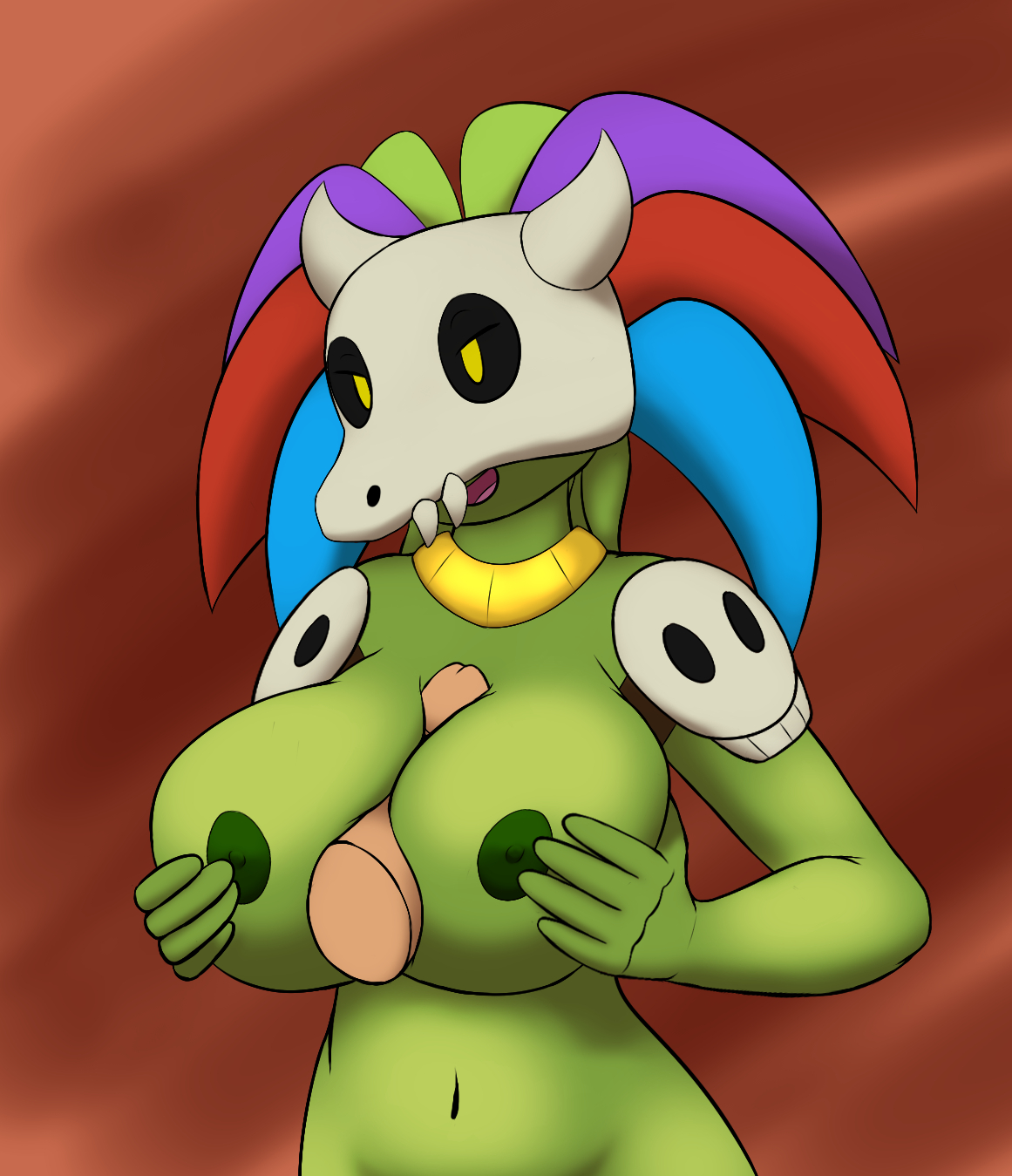 noiverus, terraria, anthro, areola, big breasts, breasts, disembodied penis...
