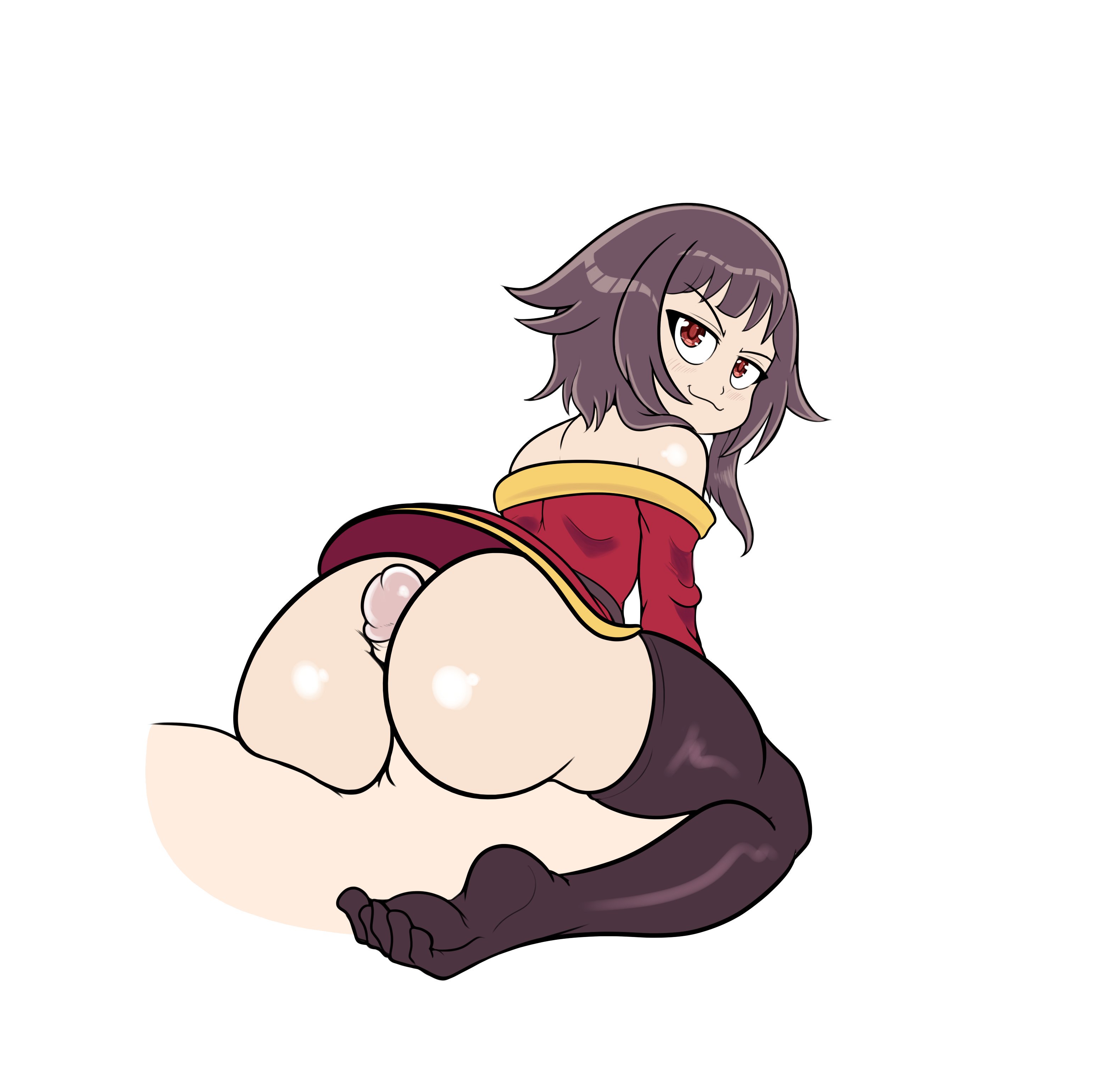 drillslewds, megumin, kono subarashii sekai ni shukufuku wo!, 1boy, 1girls, ass, buttjob, looking back, male pov, pov, 