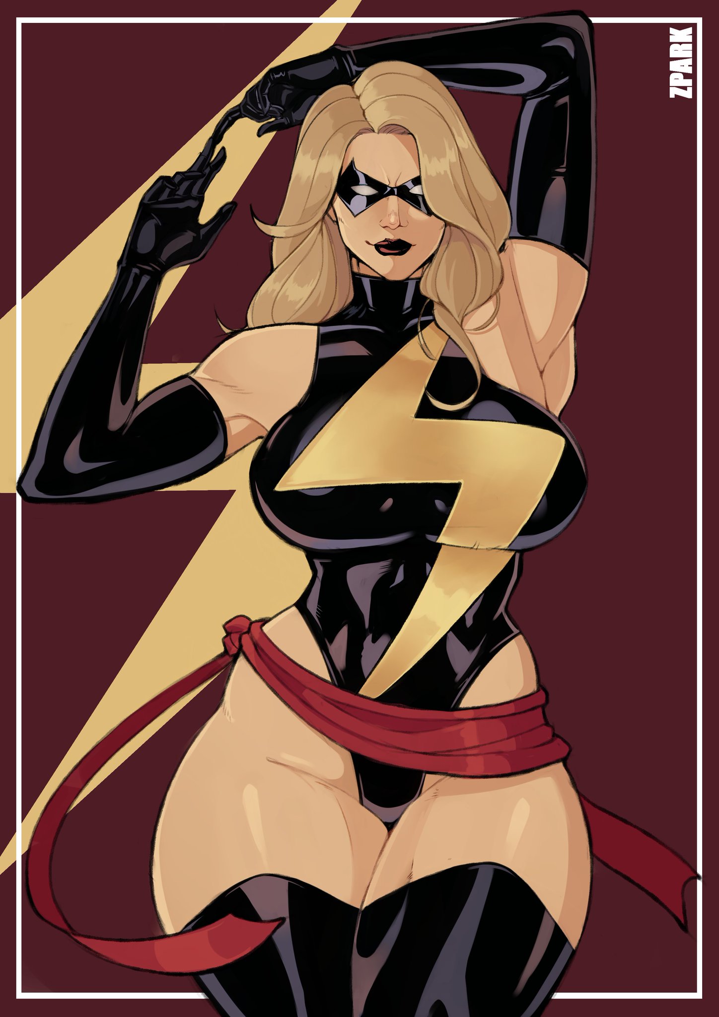 zpark, ms. marvel, marvel, big ass, big breasts, big thighs, fully clothed, milf, 