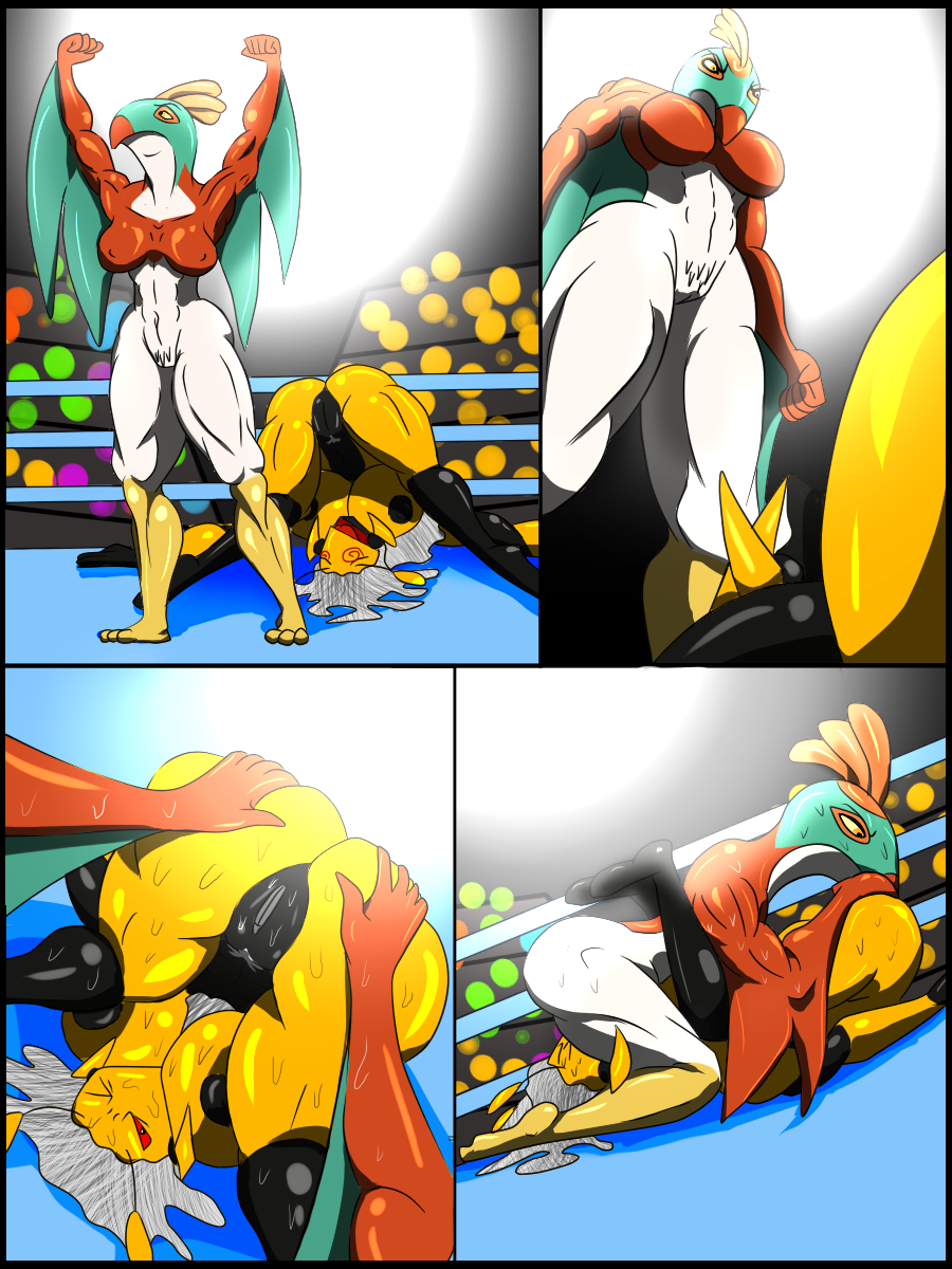 saesar, hawlucha, nintendo, 2017, comic, hi res, 69 position, anthro, armpits, arthropod, breasts, cunnilingus, facesitting, female, great phoenix, insects, muscular, muscular female, nipples, oral, pokemon, pussy, queen delia, sex, sweat, vaginal penetration, video games, wasp, wrestling, yuri, 