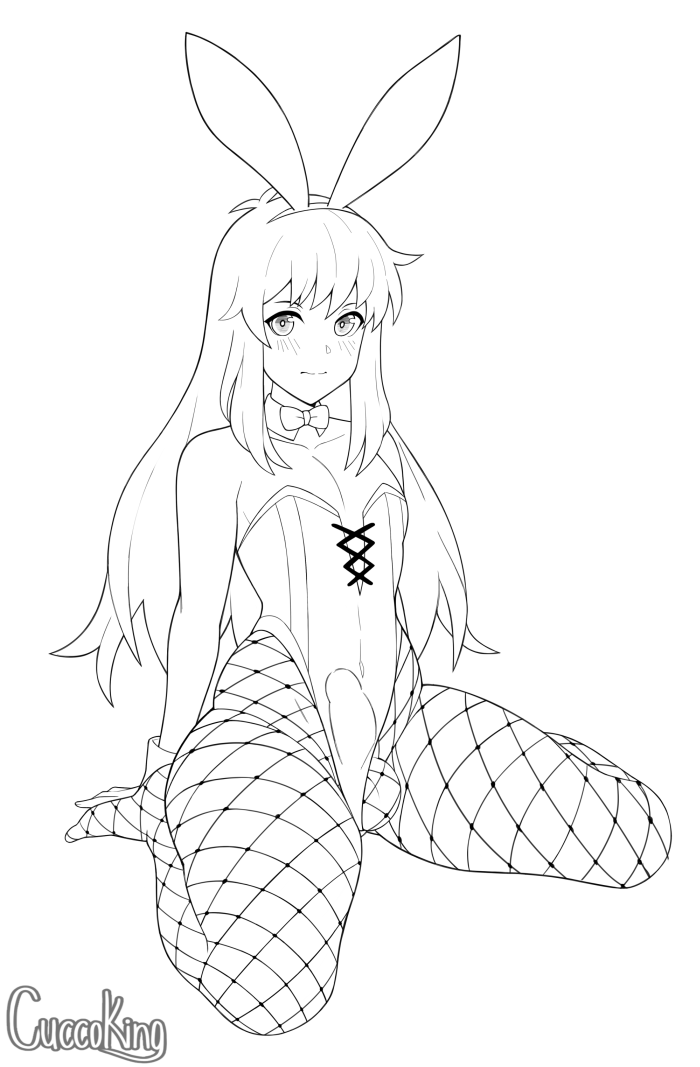 cuccoking, 1boy, bulge, bunny ears, bunny girl, bunnysuit, erection, erection under clothes, femboy, girly, male, male only, penis, penis under clothes, solo, trap, 