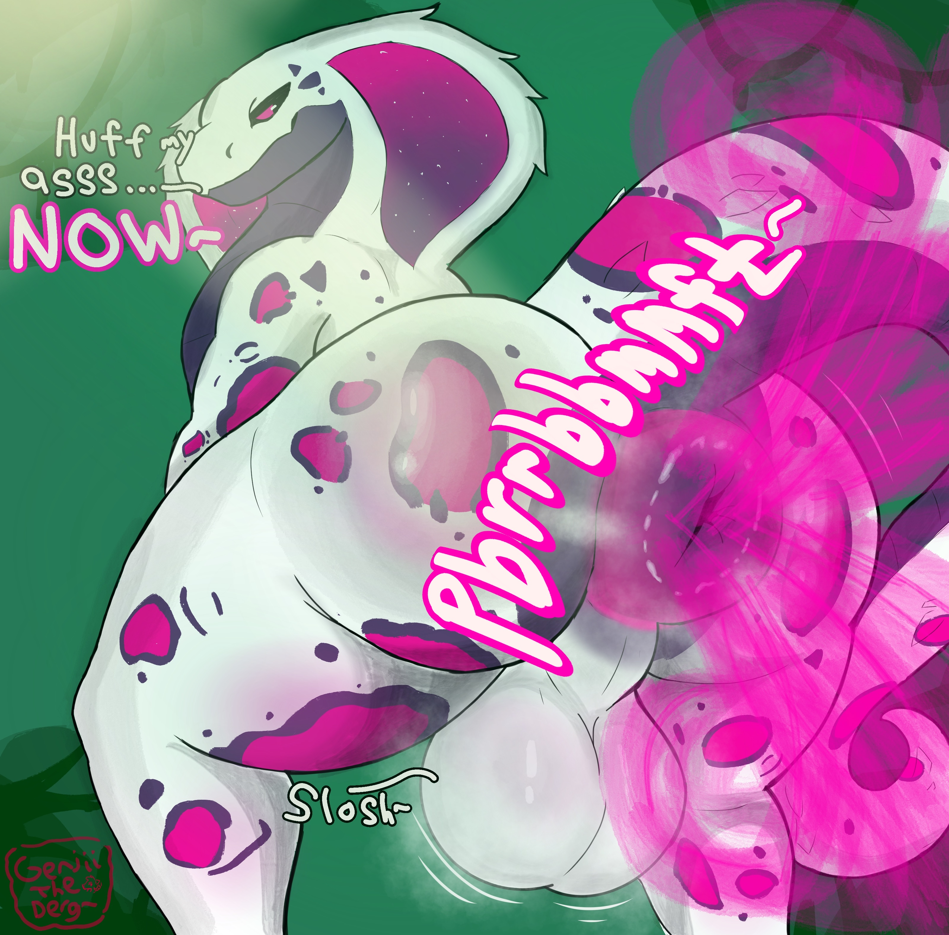 absurd_res anus ass balls big_butt fart fart_fetish farting_at_viewer gas gas_cloud genjii hi_res looking_at_viewer looking_back male musk musky_anus musky_balls musky_butt presenting presenting_anus presenting_balls presenting_hindquarters python raised_tail reptile scalie smug snake solo speech_bubble tail text thick_thighs unimpressed