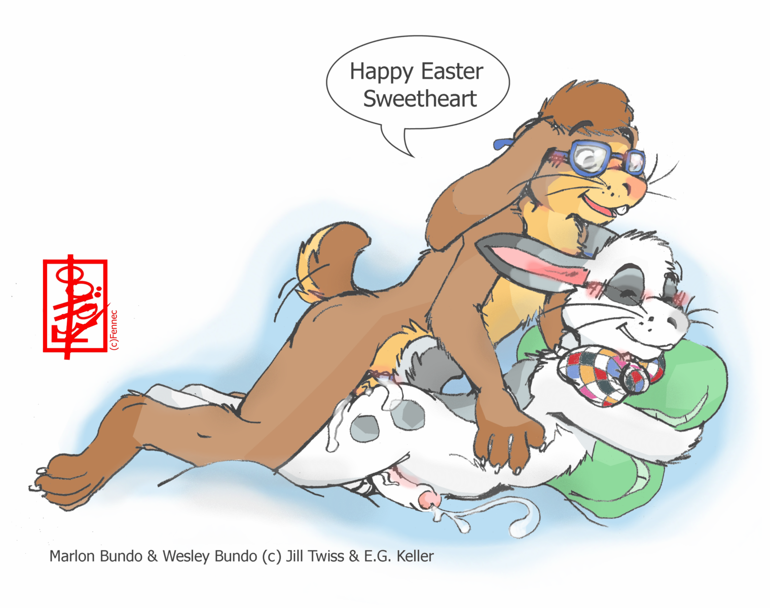 fennec (artist), anal, anthro, duo, humanoid penis, lagomorph, male, mammal, marlon bundo, penis, rabbit, sex, wesley bundo, yaoi, 