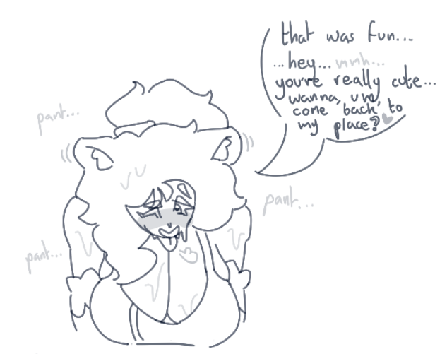 angel_sinz bending_forward cleavage dialogue english_text female fox fox_ears fox_girl imminent_sex monochrome sketch sports_bra sweaty terraria text tongue zoologist_(terraria)