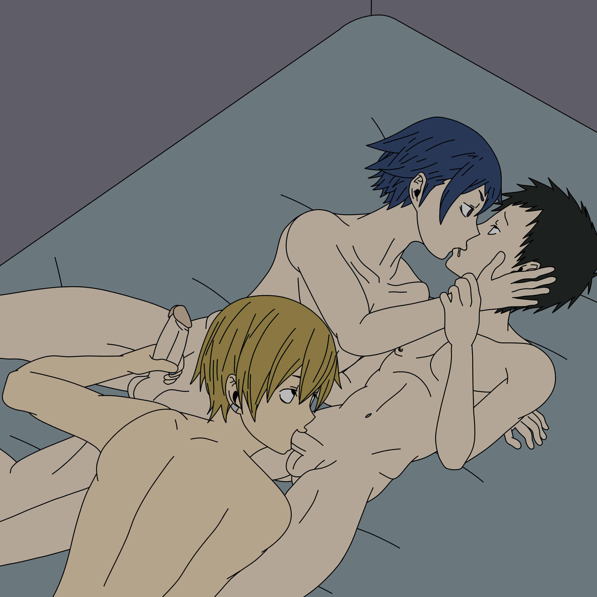 kida <b>masaomi</b>, kuronuma aoba, ryuugamine mikado, durarara!!, blowjob, drool,...