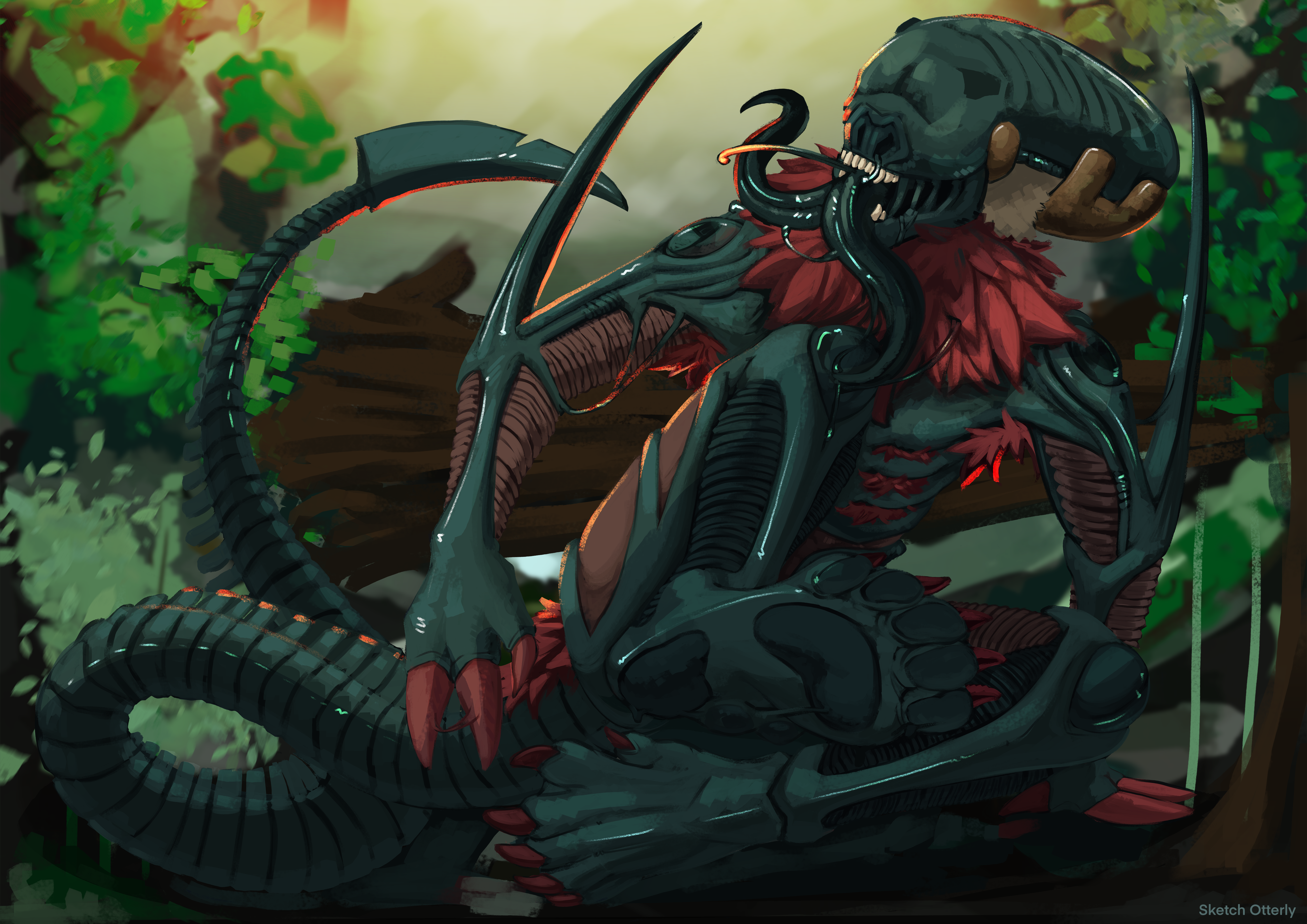 xenomorph, alien (franchise), absurd res, comic, cover page, hi res, huge filesize, alien, alien genitalia, bat, bat wings, comic book, comic panel, comictf, cover, cover art, deer, duo in panel, feet, foot fetish, foot focus, goo creature, goo humanoid, goo transformation, humanoid, hybrid, male, male/male, mammal, membrane (anatomy), membranous wings, pawpads, paws, sketchotterly, slime, transformation, transformation sequence, transformation through sex, wings, 