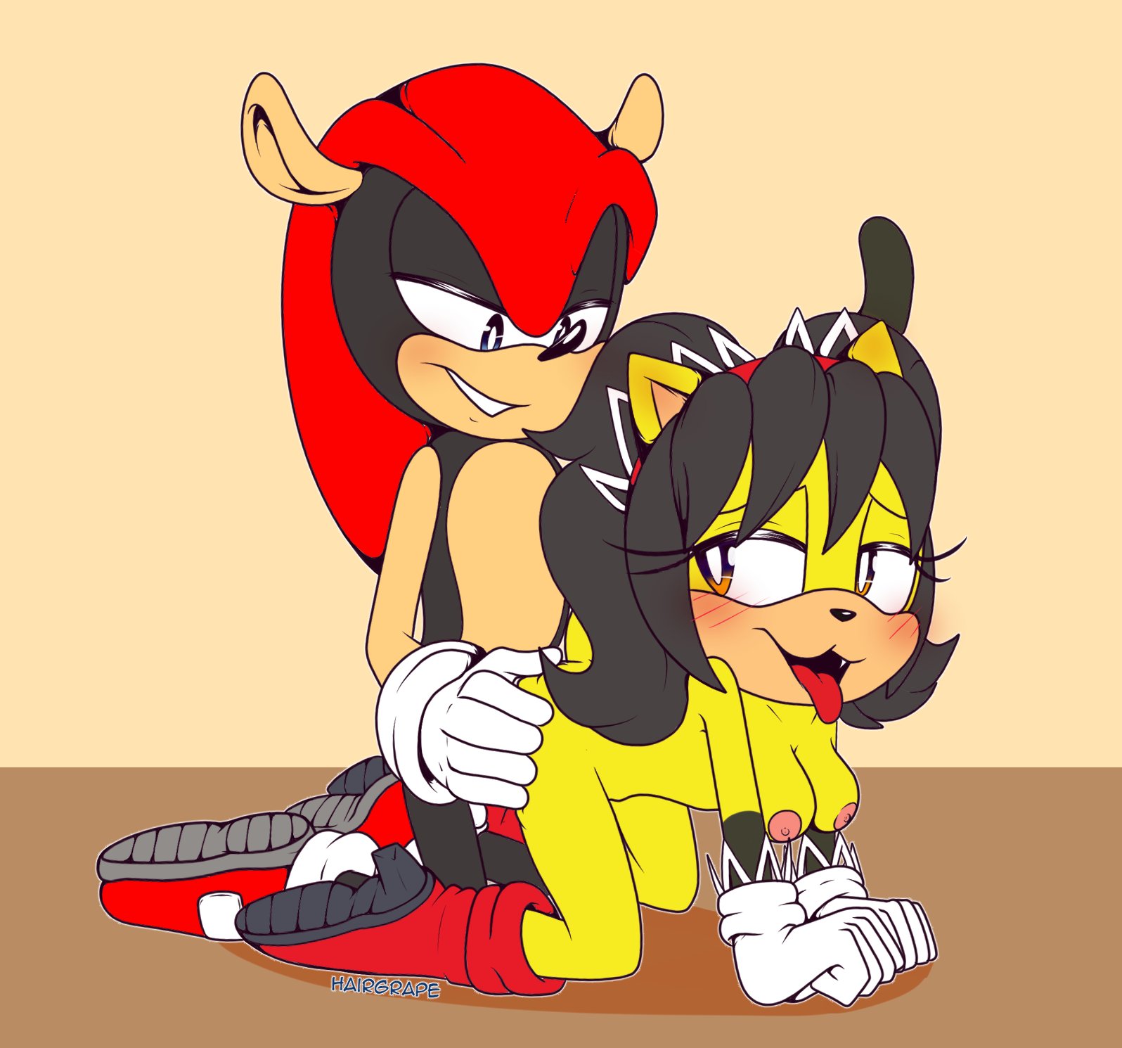 hairgrape, honey the cat, mighty the armadillo, sonic (series), ambiguous penetration, blush, doggy style, naked, sex, tongue, 