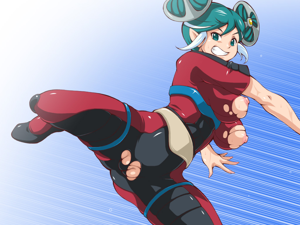 sumeragi maki, inazuma eleven, inazuma eleven (series), breasts, female, green eyes, green hair, large breasts, teeth, 