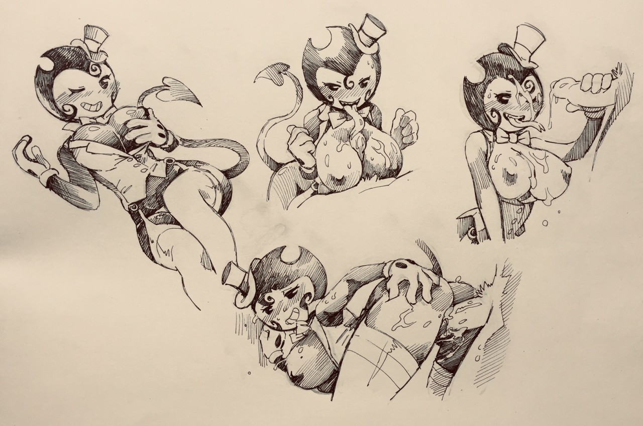 twistedterra, bendy, bendy and the ink machine, highres, monochrome, rule 6...