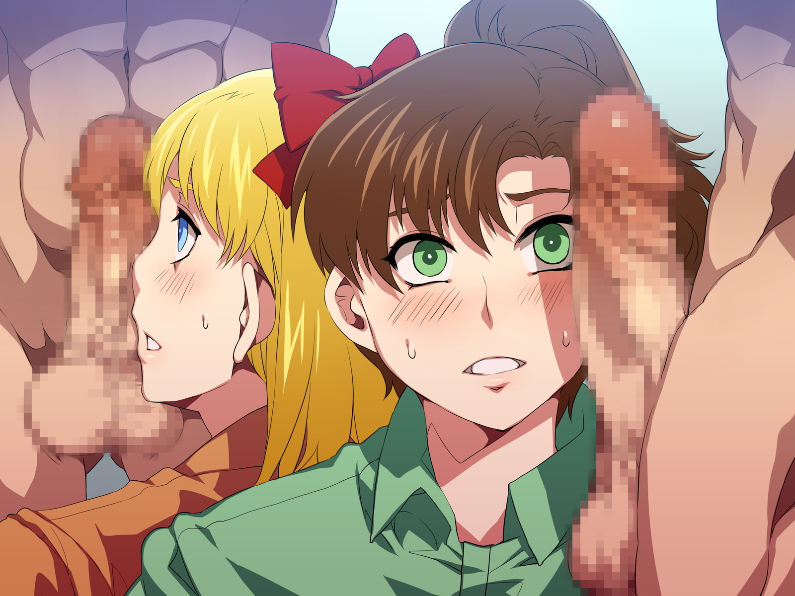 makoto kino, mamoru chiba, minako aino, motoki furuhata, bishoujo senshi sailor moon, censored, female, human, male, straight, yaoi, 