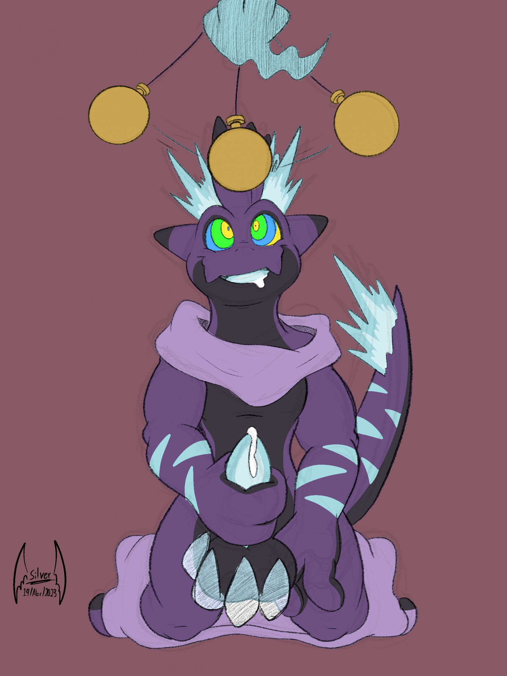 2023 3_fingers anthro balls biped black_balls blue_body blue_penis blue_tongue bodily_fluids boner clock clothing cum dated digital_media_(artwork) disembodied_hand drooling duo english_text erection fan_character feet fingers fur generation_5_pokemon generation_8_pokemon genital_fluids genitals ghost ghost_hands glowing glowing_genitalia glowing_penis hi_res hybrid hypnosis kneeling leaking_cum low_key_toxtricity male male_only masturbation mind_control multicolored_body multicolored_tail muscular muscular_anthro muscular_male nintendo penile penile_masturbation penis pocketwatch pokemon pokemon_(species) purple_body raised_tail ringed_eyes saliva scrafty signature simple_background solo_focus soul-silver-dragon spirit striped_body striped_fur stripes tail text toes tongue tongue_out toony toxtricity undressing watch wild_berry_(ccjj09)