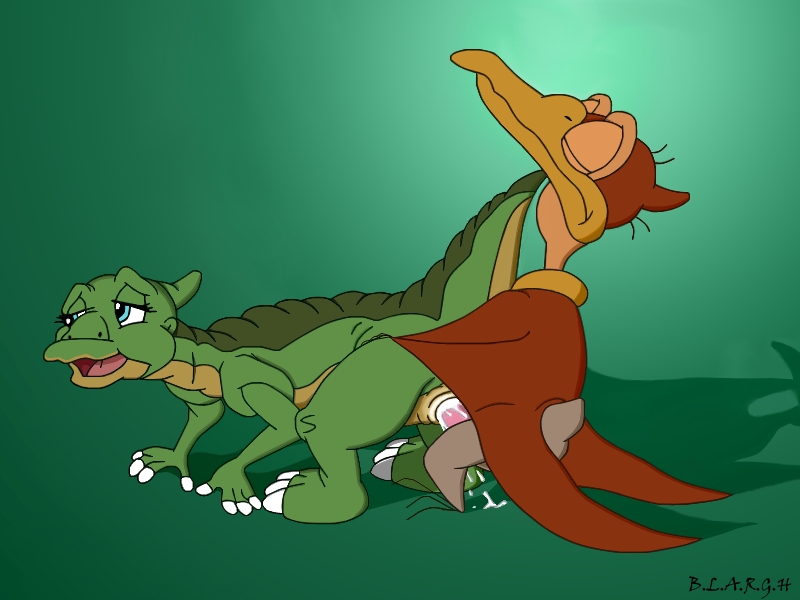 blargh, ducky, petrie, the land before time, simple background, 1boy, 1girl...