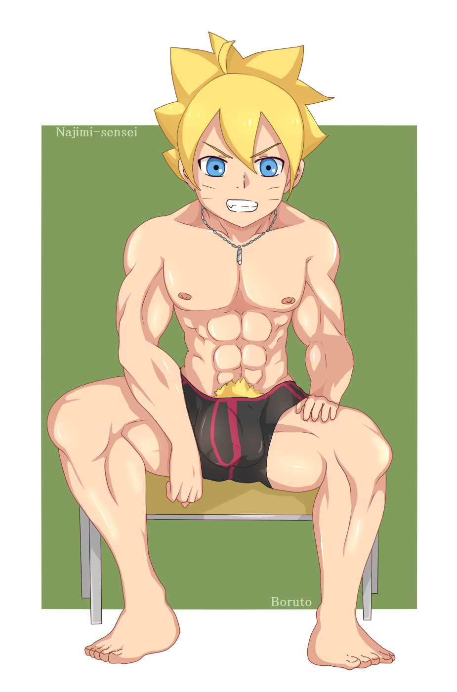 koharun (artist), najimi-sensei, uzumaki <b>boruto</b>, naruto, 1boy, abs, blonde ...