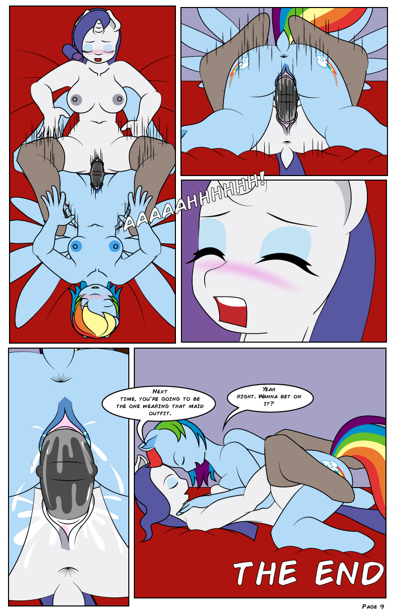 dekomaru, rainbow dash (mlp), rarity (mlp), friendship is magic, my little pony, comic, after sex, anthro, anthrofied, anus, areola, bed, blue fur, blue hair, blush, breasts, closed eyes, clothing, cutie mark, dildo, double dildo, duo, equine, female, fur, hair, horn, horse, insertion, inside, legwear, mammal, multicolored hair, nipples, nude, open mouth, orgasm, penetration, pony, pussy, pussy juice, rainbow hair, sex toy, smile, teeth, thigh highs, tongue, vaginal insertion, vaginal penetration, white fur, wings, yuri, 