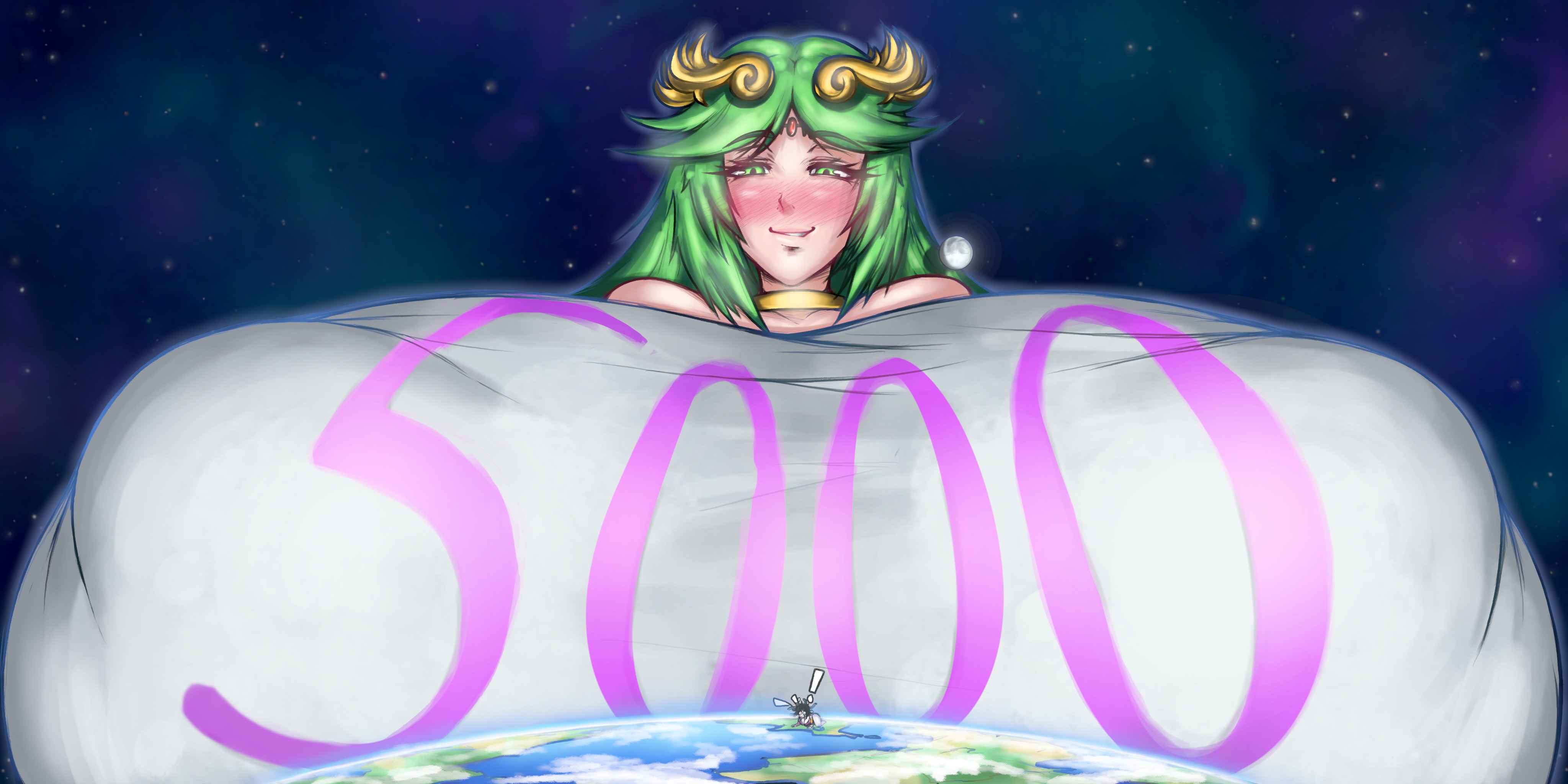 lapotato8, palutena, kid icarus, nintendo, female, giantess, huge breasts.