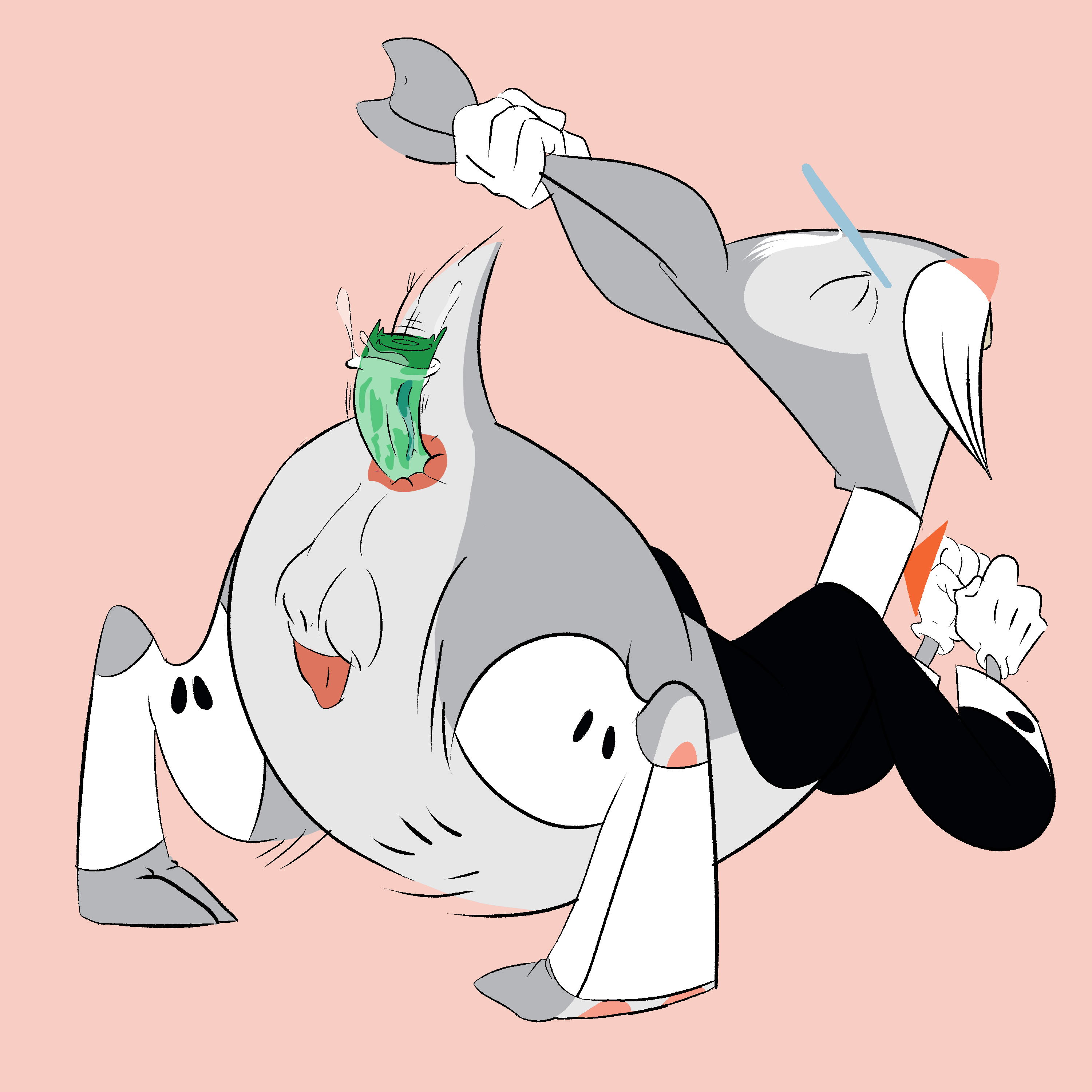 1:1 absurd_res ambiguous_fluids anal anal_sex anthro anus ass ass_up balls bent_arm bob-jiggles bottomless bottomless_anthro bottomless_male bow_tie buckteeth cartoon_network closed_eyes clothed clothing condom disembodied_penis ear_pull eyewear facial_hair feet fist foster's_home_for_imaginary_friends fur genitals gloves grey_body grey_fur handwear hi_res lagomorph leporid long_ears looking_pleasured lying male mammal monocle moustache mr._herriman multicolored_body on_front pained_expression partially_clothed penetration penile penile_penetration penis pink_background presenting presenting_anus presenting_hindquarters rabbit raised_tail scut_tail sexual_barrier_device short_tail simple_background solo spread_legs spreading suit tail teeth topwear two_tone_body vein veiny_penis vest wearing_condom