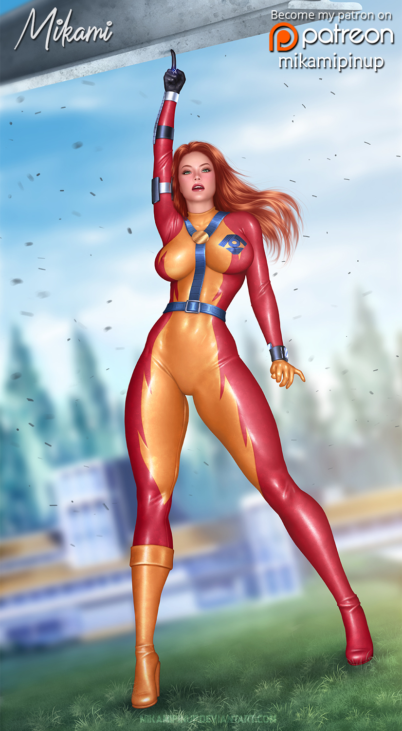 original character, original, digital media (artwork), 1girls, athletic, athletic female, big breasts, breasts, busty, cleavage, curvaceous, curvy, curvy figure, eyebrows, eyelashes, eyes, female, female focus, female only, fit, fit female, hair, hero, heroine, hips, hourglass figure, huge breasts, human, large breasts, legs, light-skinned female, light skin, lips, mature, mature female, mikamipinup, thick, thick legs, thick thighs, thighs, toned, toned female, top heavy, upper body, voluptuous, waist, wide hips, 