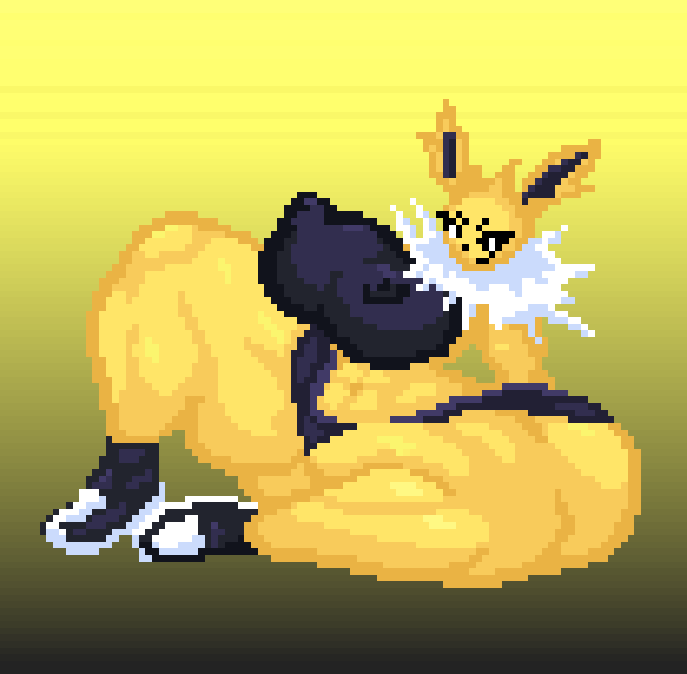 2d abs animated ass bad_anatomy big_ass big_breasts breasts curvaceous curvy curvy_body curvy_female curvy_figure eeveelution female female_only huge_ass hyper hyper_thighs jolteon muscular muscular_female muscular_thighs nipples_visible_through_clothing pixel_animation pixel_art pokemon pokemon_(species) sneakers solo solo_female the_inclined_trunk thick_ass thick_thighs thighs voluptuous voluptuous_female