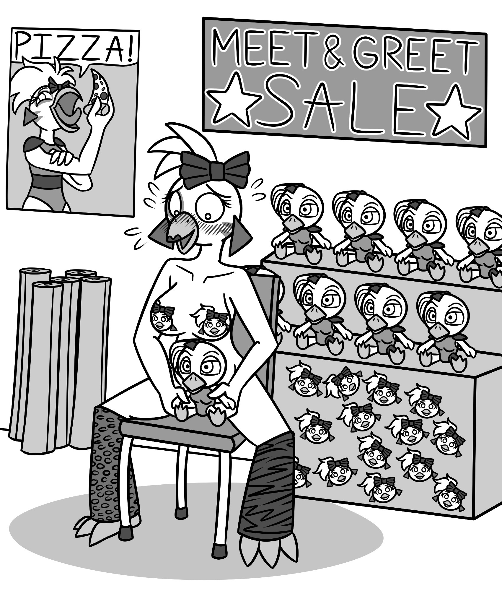 himitsu, tagme, 1girls, breasts, female, glamrock chica (fnaf), nude, pasties, senftember, senftember (2025), solo, 