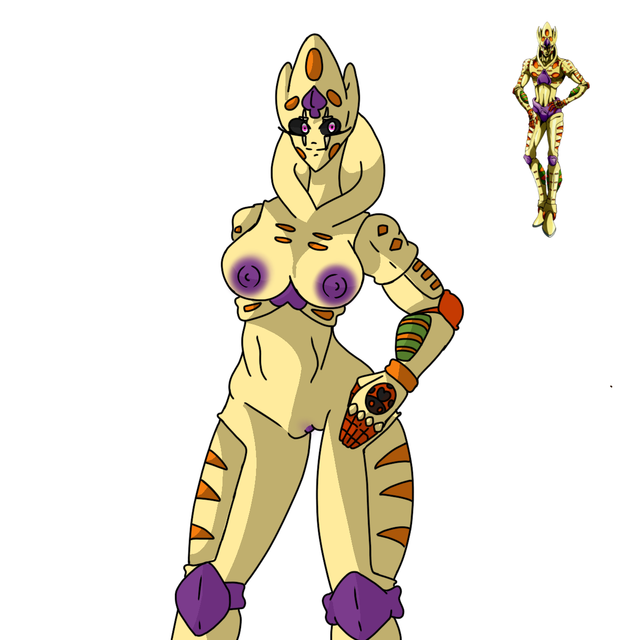 gold experience requiem, rule 63, exposed, exposed breasts, exposed pussy, stand...