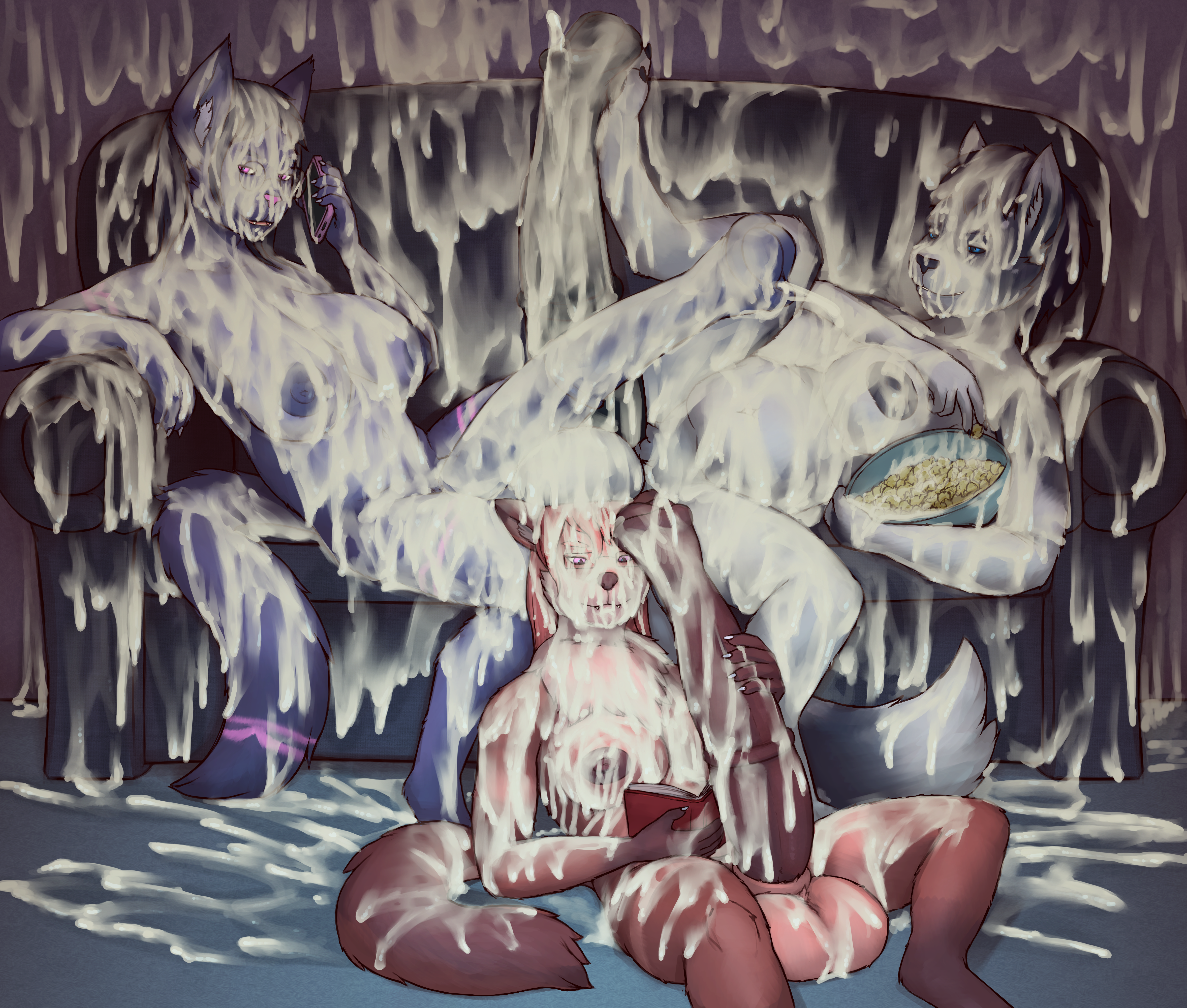 absurd_res anal anal_sex animal_genitalia animal_penis areola ass balls big_balls big_breasts big_penis black_areola black_hair black_nipples blue_eyes bodily_fluids book bowl breasts brown_areola brown_body brown_fur brown_nipples bukkake canid canine canis cellphone chips_savacha container cum cum_between_breasts cum_covered cum_everywhere cum_fountain cum_hose cum_in_ass cum_in_bowl cum_in_container cum_in_eye cum_in_hair cum_in_mouth cum_in_nose cum_inside cum_on_arm cum_on_armpit cum_on_balls cum_on_belly cum_on_body cum_on_breasts cum_on_butt cum_on_chest cum_on_ear cum_on_face cum_on_feet cum_on_food cum_on_furniture cum_on_glasses cum_on_ground cum_on_hand cum_on_leg cum_on_muzzle cum_on_neck cum_on_nipples cum_on_own_balls cum_on_own_penis cum_on_paw cum_on_penis cum_on_self cum_on_shoulder cum_on_sofa cum_on_tail cum_on_tongue cum_on_wall cum_shower domestic_cat electronics equine_genitalia equine_penis excessive_cum excessive_genital_fluids eyewear eyewear_only feet felid feline felis food fur furniture genital_fluids genitals glasses glasses_only gmad grey_body grey_fur group gynomorph gynomorph/gynomorph hair hi_res huge_breasts huge_cock hyper hyper_genitalia hyper_penis intersex intersex/intersex katie_kamiya lilithdog living_room mammal masturbation messy mottled mottled_genitalia mottled_penis multicolored_body multicolored_fur nipples nude orgasm penetration penile penile_masturbation penis phone pink_eyes popcorn purple_areola purple_body purple_fur purple_nipples rectangular_glasses red_hair round_glasses sex simultaneous_orgasms sofa sofa_sex tail tongue trio wearing_glasses wolf