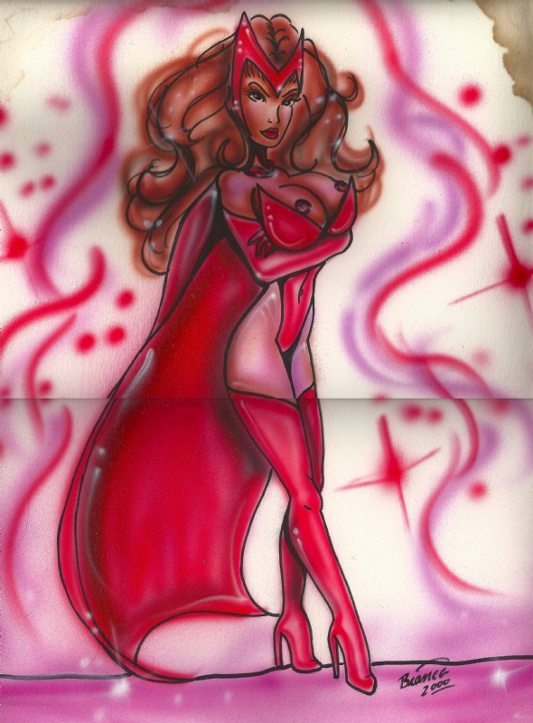 bianca (artist), scarlet witch, wanda maximoff, avengers, marvel, x-men, 2000, 1girls, female, female only, human, solo, 