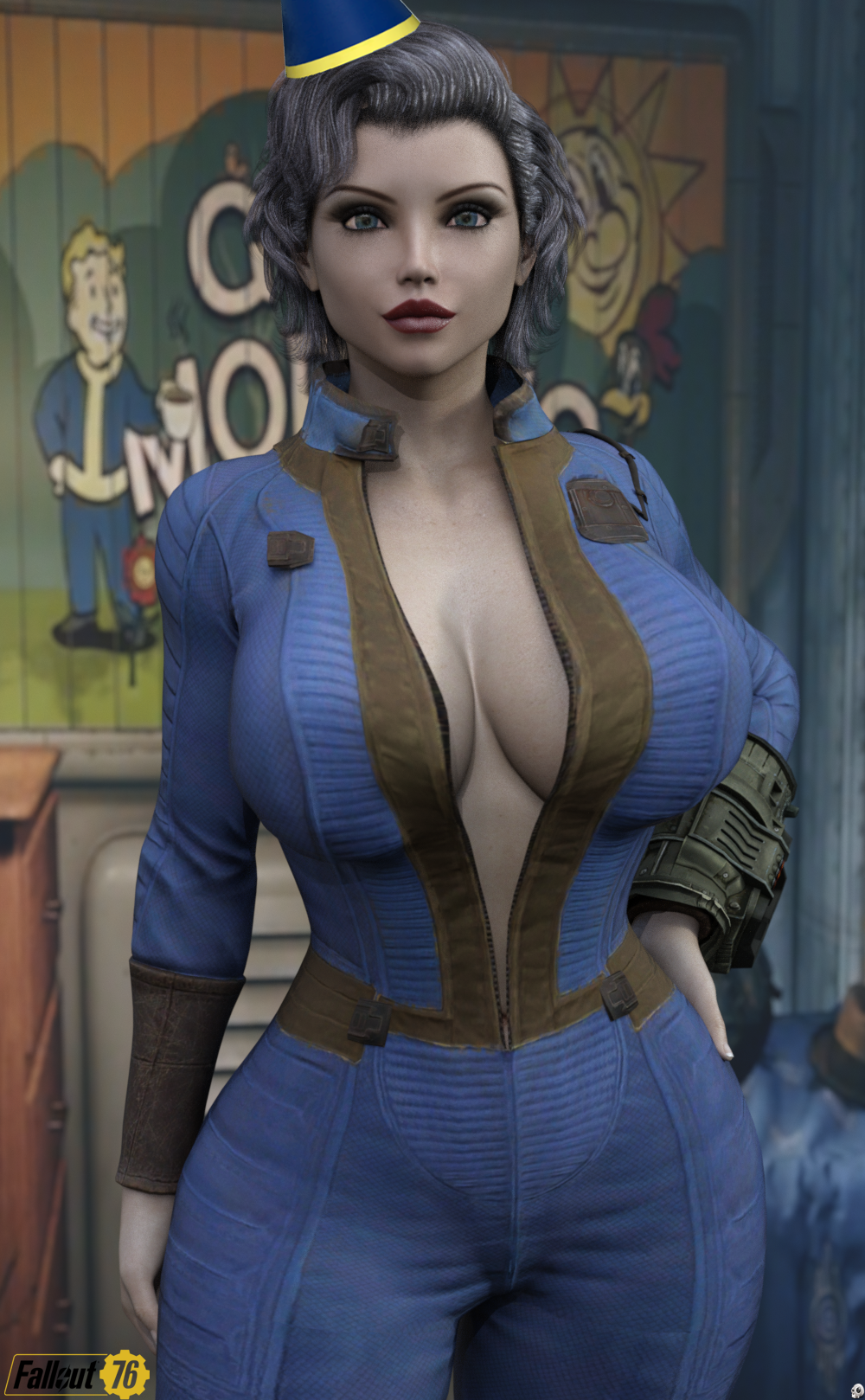 Rule 34 - 1girls 3d big breasts black hair breasts chubby fallout