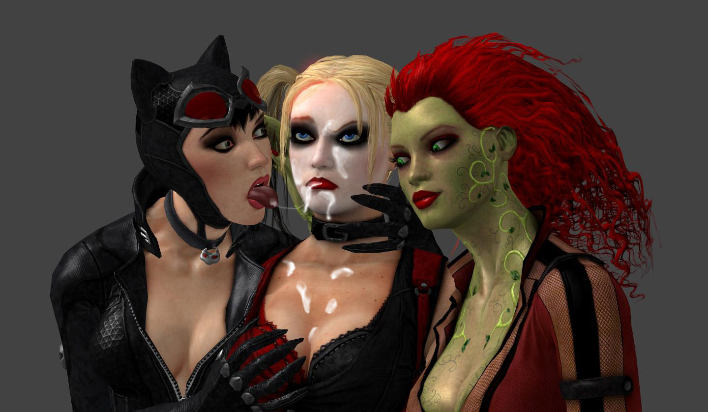 catwoman, harley quinn, poison ivy, batman (series), dc, 3d, tagme, cum, cu...