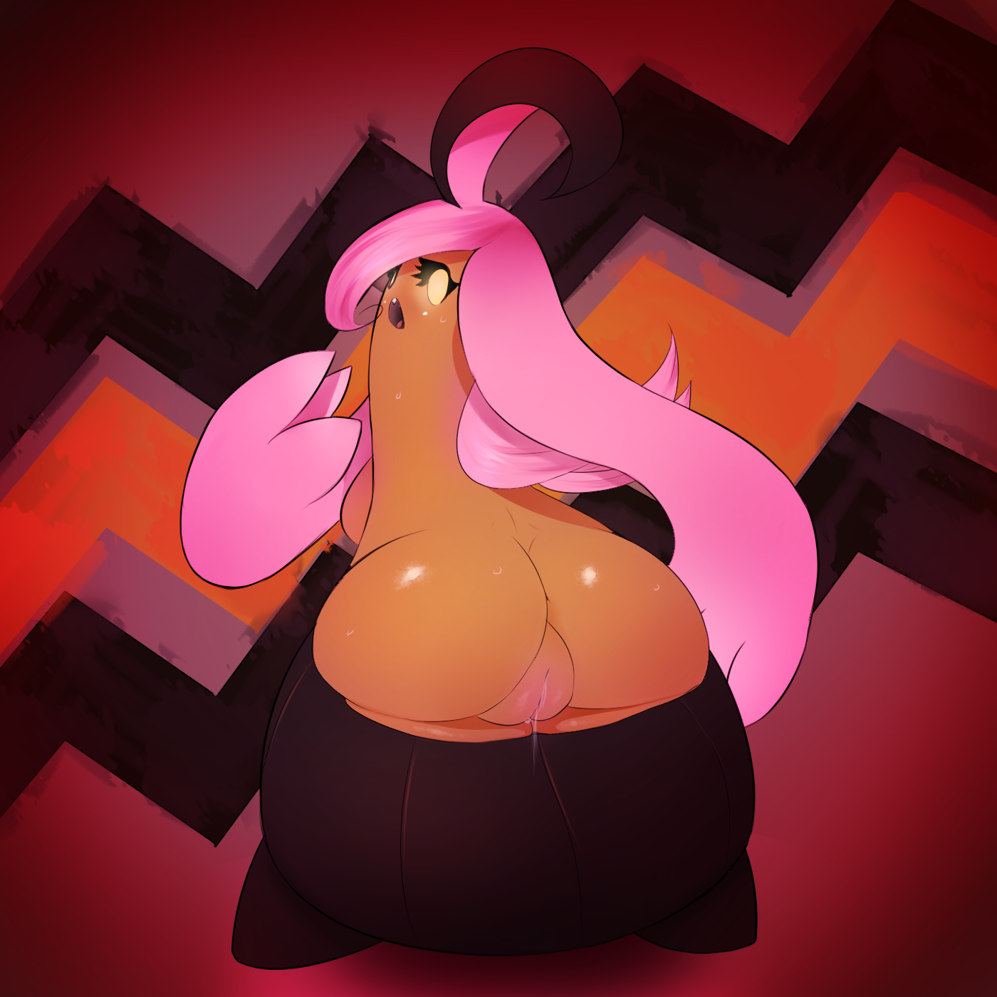 plantpenetrator, gourgeist, nintendo, 1:1, 2014, digital media (artwork), hi res, :o, ass, big butt, bodily fluids, breasts, clothed, clothing, elemental creature, female, flora fauna, genital fluids, genitals, ghost, glowing, hair, humanoid, long hair, looking back, not furry, open mouth, partially clothed, plant, pokemon, pussy, pussy juice, side boob, solo, spirit, teeth, tongue, video games, 