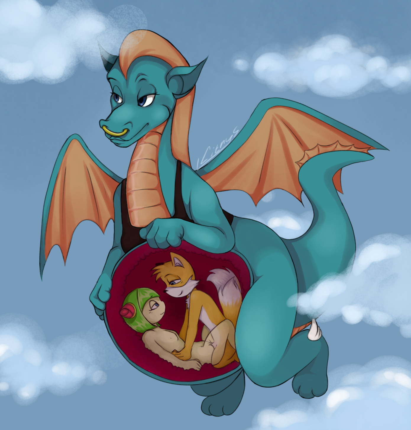 1boy 1girls 2girls cosmo cosmo_the_seedrian dragon dulcy dulcy_the_dragon female furry male mobian_(species) naked naked_female naked_male nude nude_edit nude_female nude_filter nude_male nudity sega sex sky sonic_(series) sonic_satam sonic_the_hedgehog_(archie) sonic_the_hedgehog_(comics) sonic_the_hedgehog_(series) sonic_x tails tails_the_fox vore vore_belly vore_sex