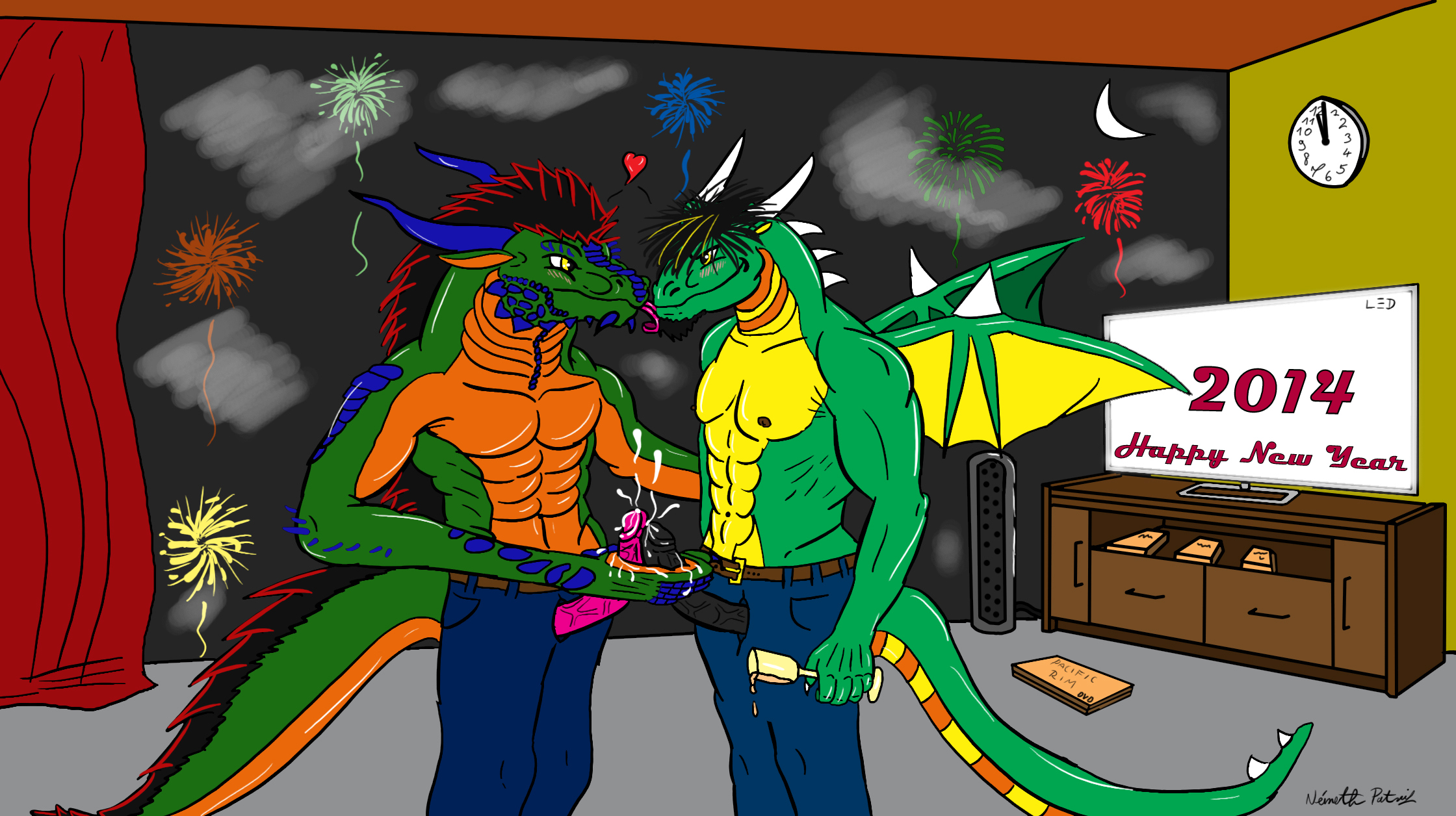 talpimado, predator-zilla, anthro, dragon, furry only, gay, male, nemeth patrik, no humans, sex, 