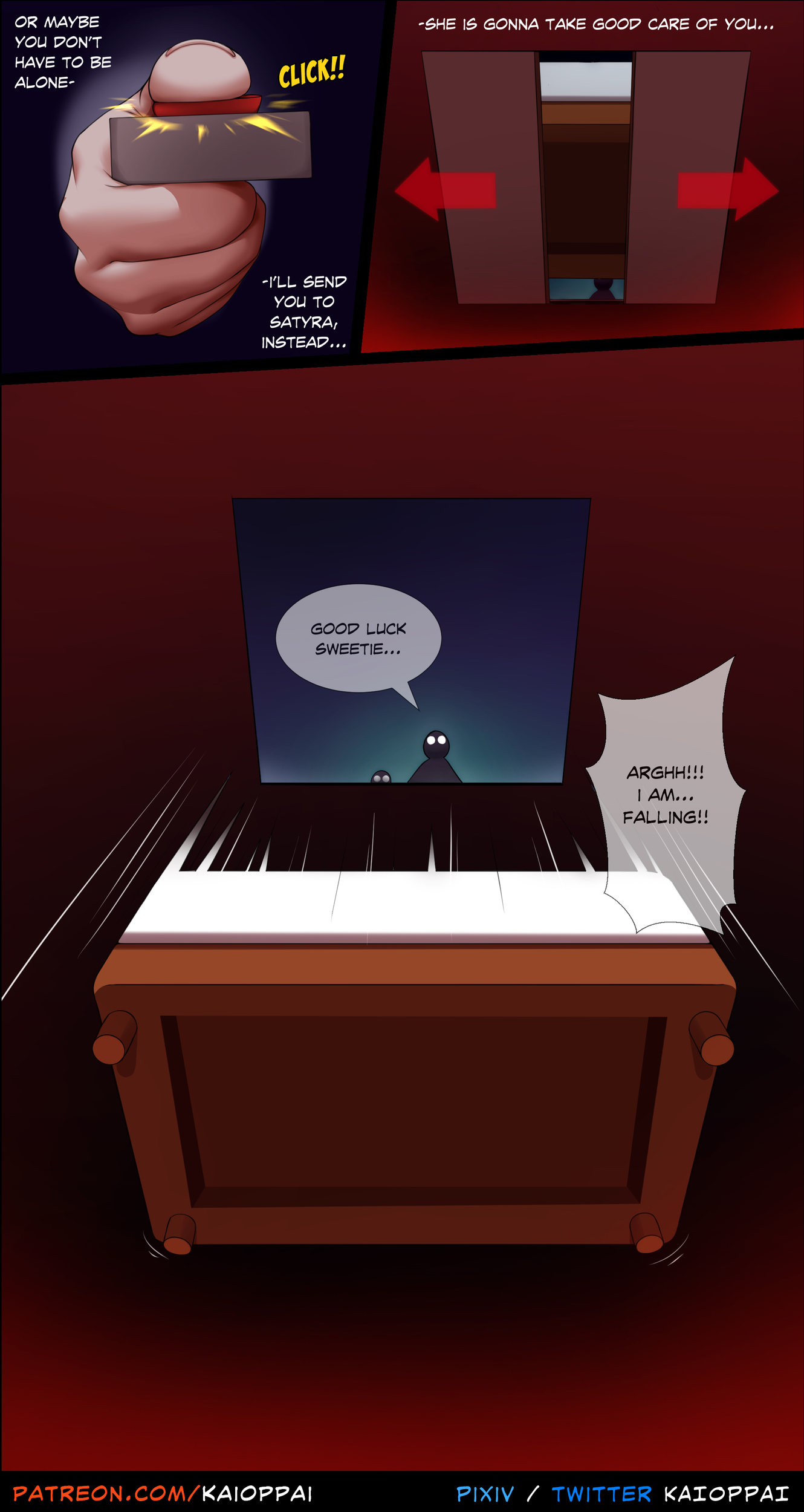 color, comic, highres, patreon, text, twitter username, bed, female, kaioppai, 