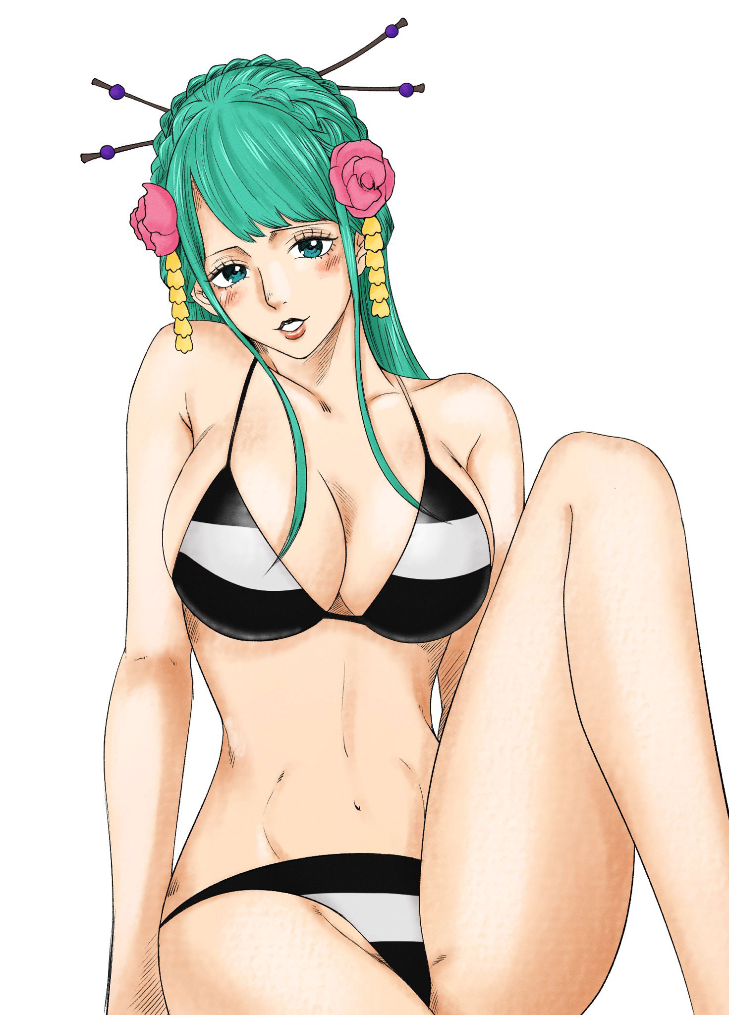 hiyori kozuki, one piece, azlight69, big breasts, breasts, green hair, swim...