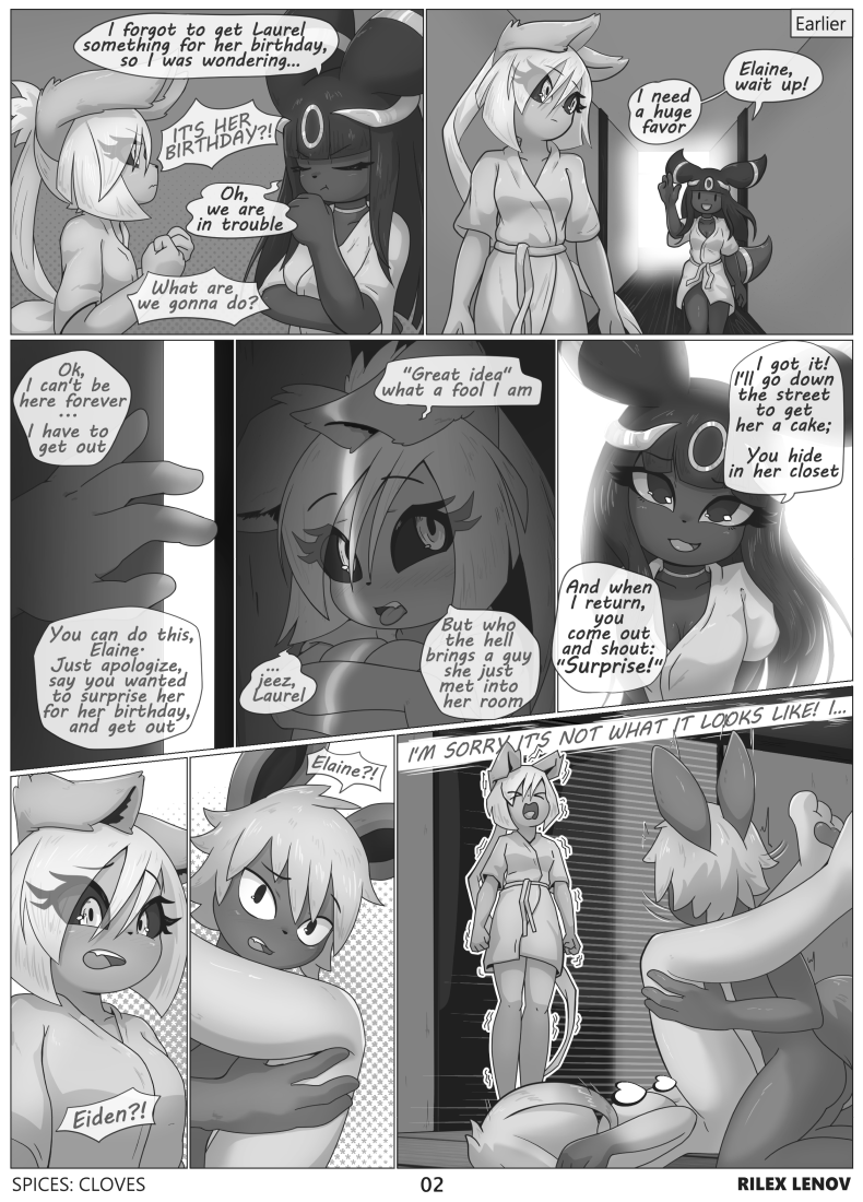 rilex lenov, eeveelution, umbreon, nintendo, censored, comic, english text, monochrome, text, anthro, anthro on anthro, anthro penetrated, anthro penetrating, anthro penetrating anthro, bathrobe, clothing, dialogue, female, female penetrated, male, male/female, male penetrating, male penetrating female, penetration, pokemon, robe, video games, 