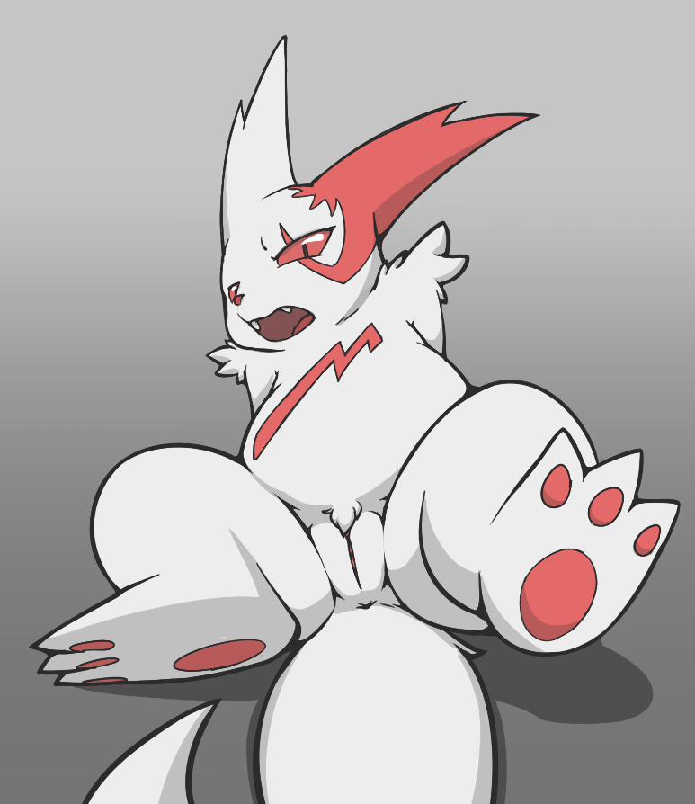 vulapa, zangoose, nintendo, pokemon rse, flat colors, simple background, 1girls, arm support, belly, big ass, big tail, black eyes, clitoris, fangs, feet, female, female only, flat chest, furry, half-closed eyes, looking at viewer, no nipples, nude, open mouth, pawpads, paws, pokemon, pubic hair, pussy, red fur, red sclera, shadow, sitting, slightly chubby, solo, spread legs, tail, teeth, tongue, video games, white fur, wide hips, 
