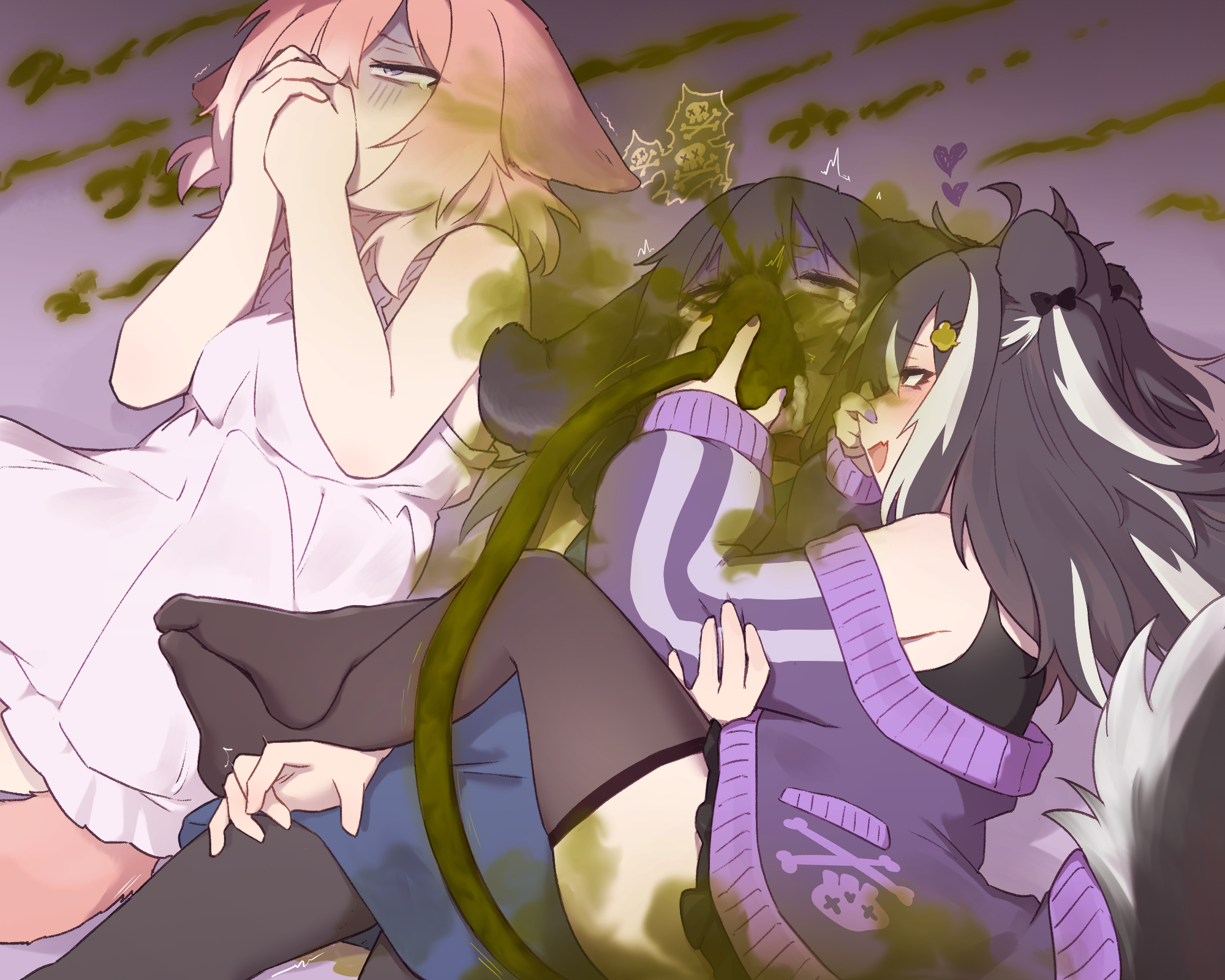 13o 3girls attempted_escape blank_eyes blush clothed clothing covering_mouth covering_nose cruel cruelty deadly_fart dizzy dominant dominant_female face_fart face_farting facefart facefarting fart fart_cloud fart_fetish fart_in_face fart_torture farting farting_in_face farting_on_another farting_on_face femdom forced_to_sniffing fox_ears fox_girl fox_tail gas_mask grossed_out pinned rabbit_girl sadistic sadistic_female skunk skunk_ears skunk_girl skunk_spray skunk_tail sniffing_farts spraying spraying_on_face squirming struggling submissive submissive_female suffering tears torture_device trembling trying_to_escape unable_to_move