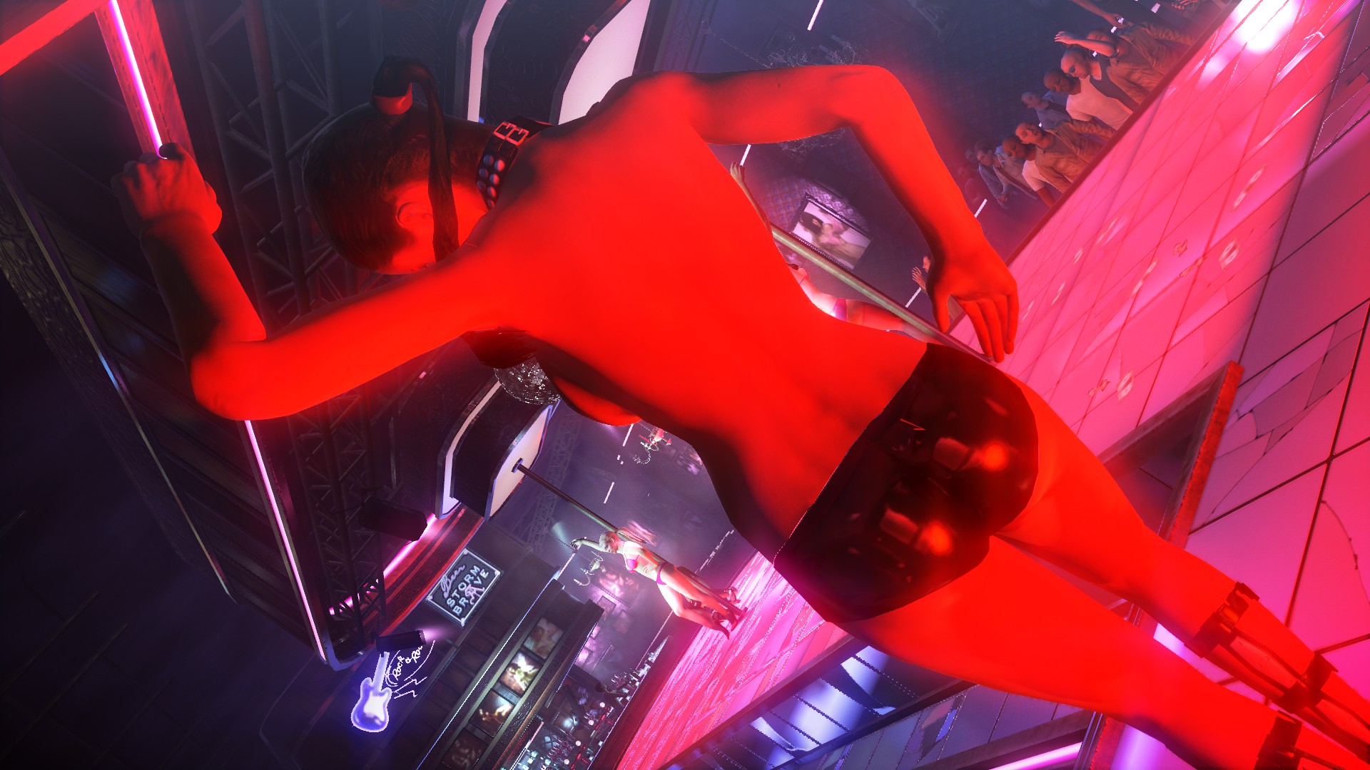 hitman, hitman absolution, 3d, edit, ass, back shot, back view, catherine farmer, collar, collarbone, io-interactive, irene enos, loretta bowman, sindy shrubs, star pasties, strip club, stripper, video games, 