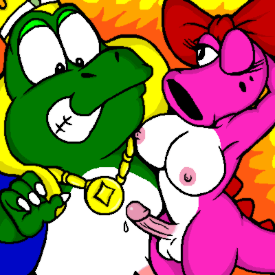 birdo, wart, nintendo, super mario bros., tagme, 1boy, 1futa, 4girls, areolae, balls, breasts, curvy, erect nipples, erection, futa with male, futanari, huge breasts, intersex, male, nipples, nude, penis, precum, precum drip, 