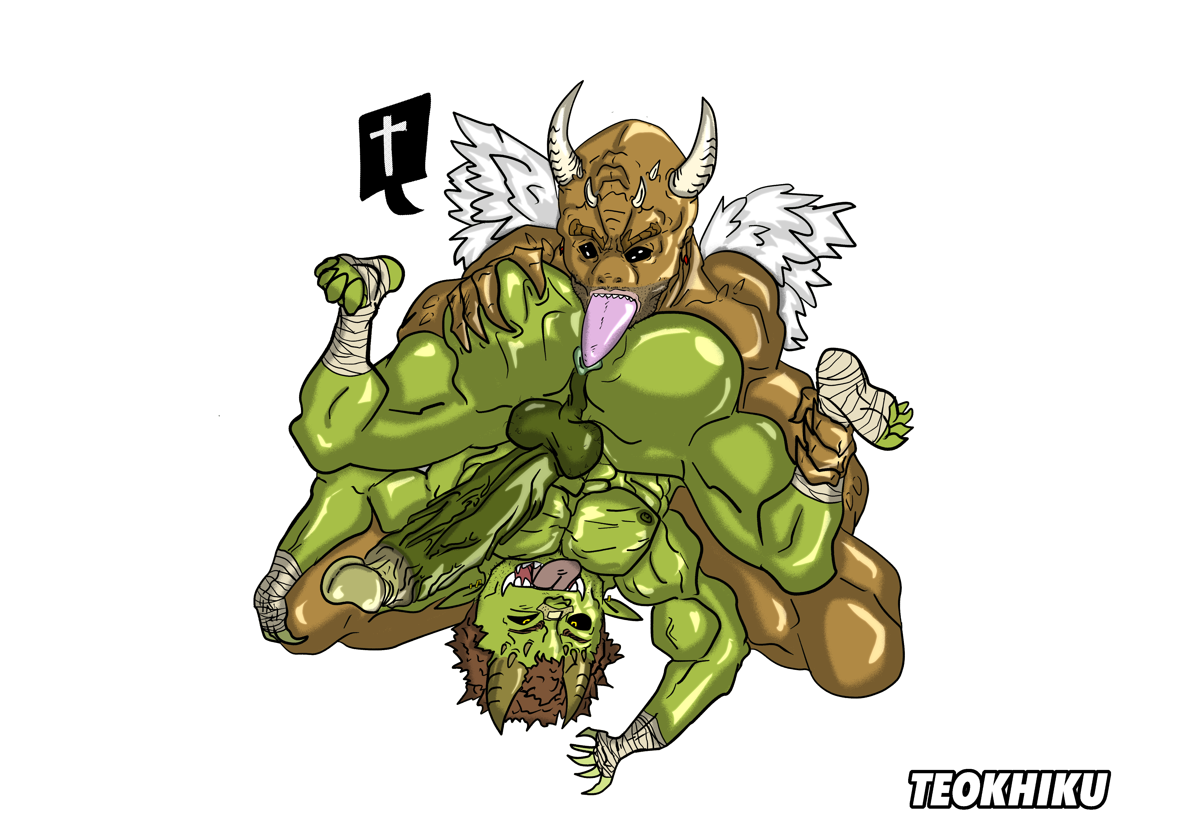 yokai, angel, angel wings, ass, ass focus, ass up, big ass, big butt, big dick, big dom small sub, bubble butt, demon, domination, dungeon, fat butt, fucked senseless, fucked silly, fucktoy, hyper balls, long penis, long tongue, male, muscle, muscular, muscular male, oni, upside-down, 